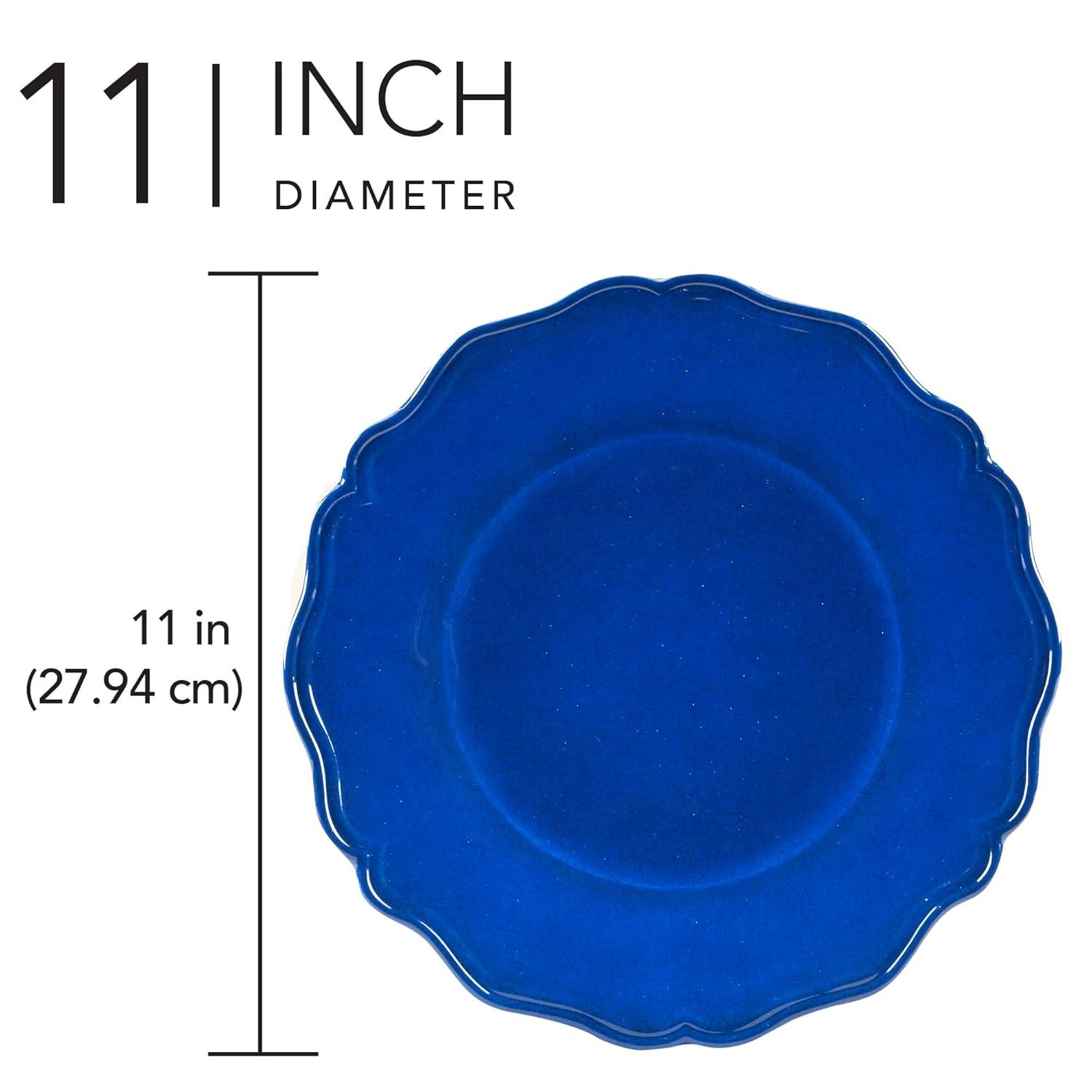Isabella Blue Melamine Dinner Plates Set of 4 – Lightweight Unbreakable Plates for Indoor Outdoor Dining, Dishwasher Safe, BPA-Free, Great for BBQ, Poolside, Patio, or RV Use