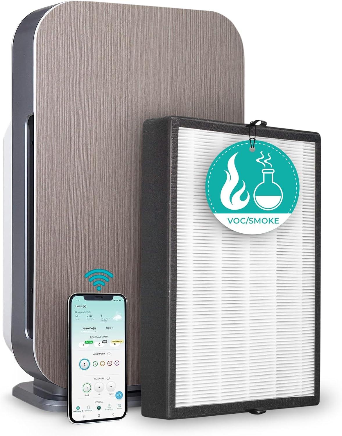 Weathered Gray HEPA Air Purifier with Odor Absorbing Filter