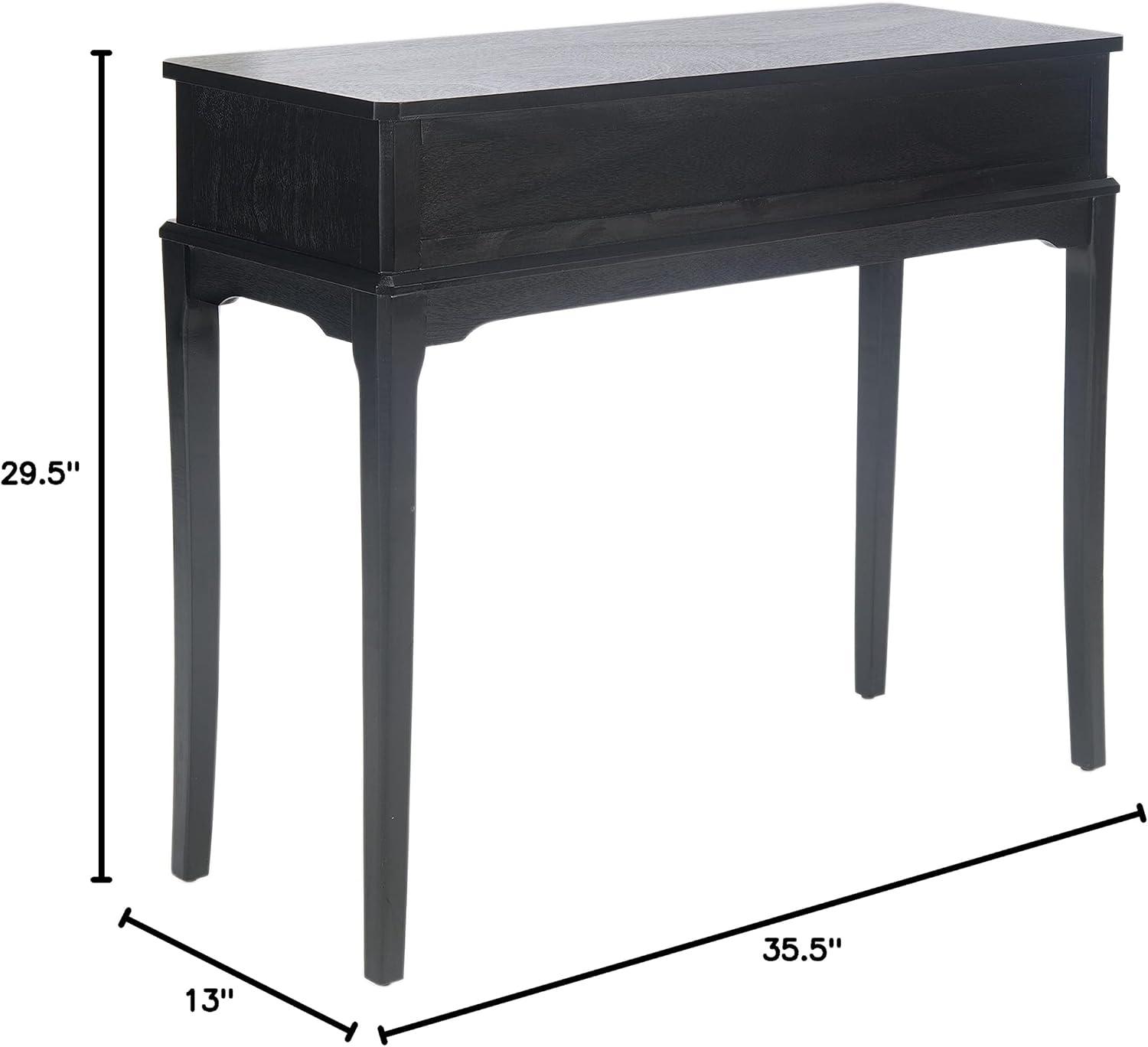 Opal 39'' Rich Black Wood and Metal Console Table with Storage