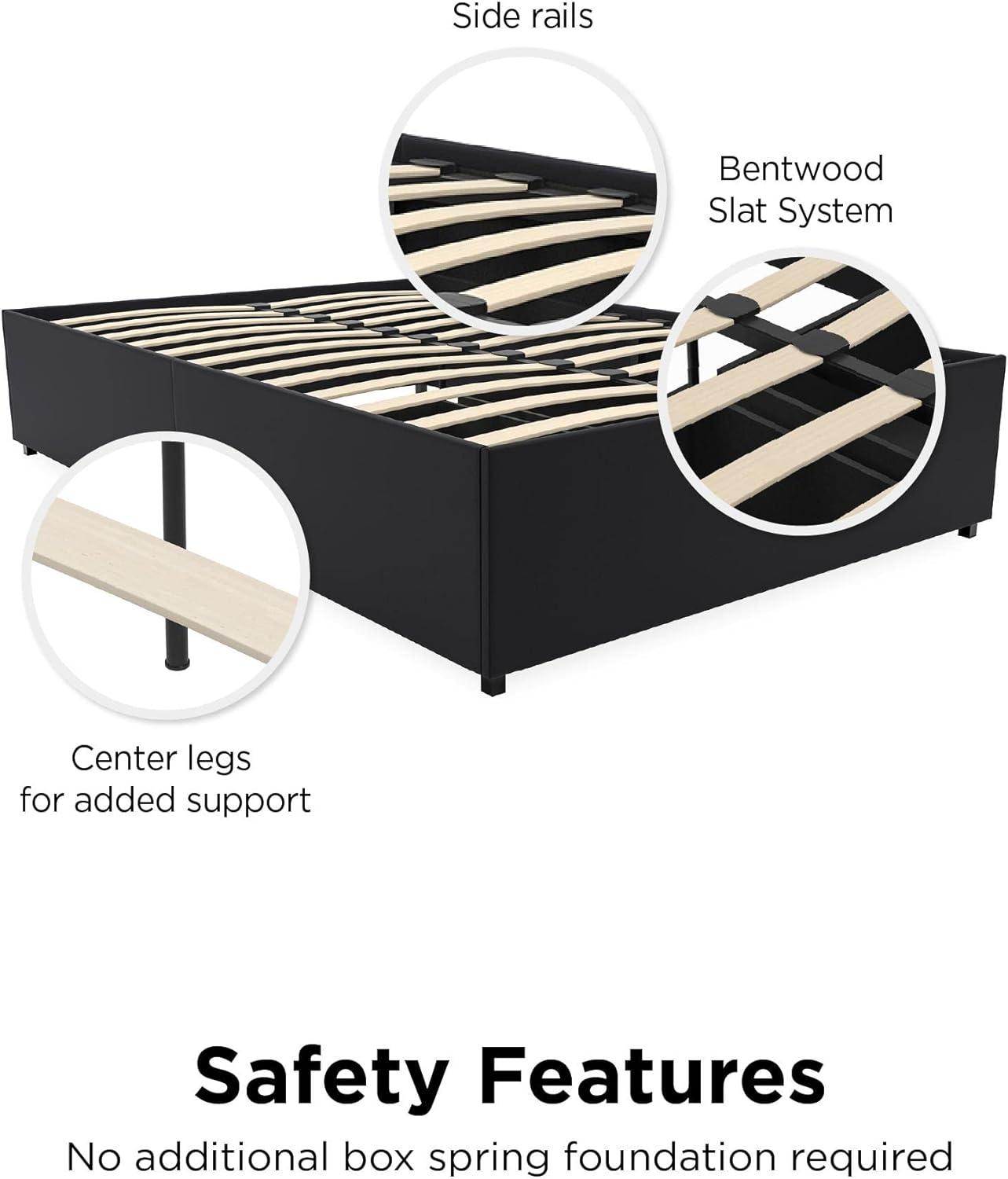 DHP Maven Platform Bed with Storage, Queen, Black Faux Leather