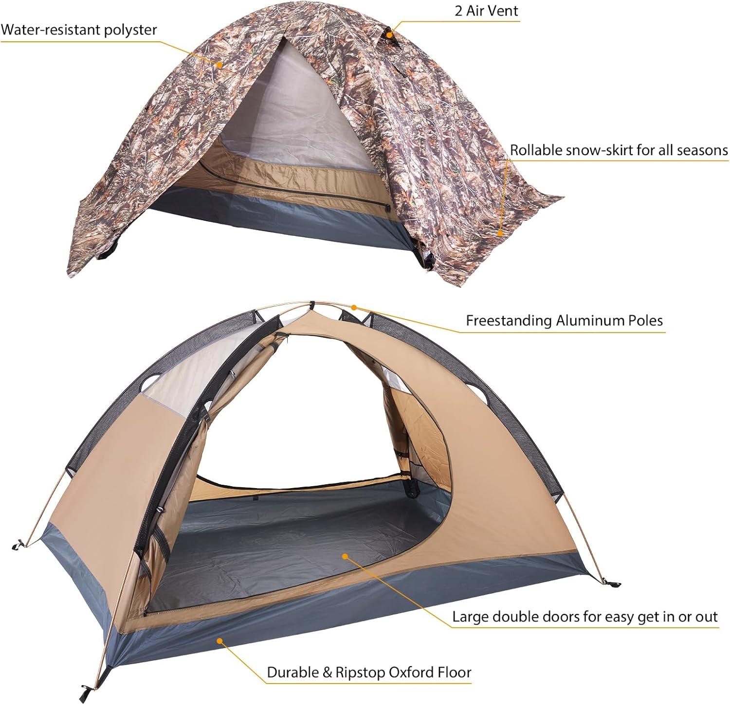 LIFETIME FLOORING LLC Ultralight 2 Person Backpacking Tent 4 Season Waterproof Camping Tent Double Layer Cold Weather Easy Set Up Tents For Family Camp, Hiking, Hunting Outdoor Mountaineering Travel