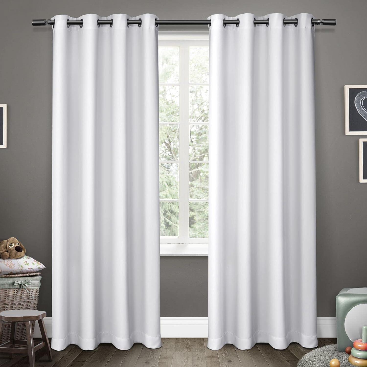 Exclusive Home Sateen Kids Twill Woven Room Darkening Blackout Grommet Top Curtain Panel Pair