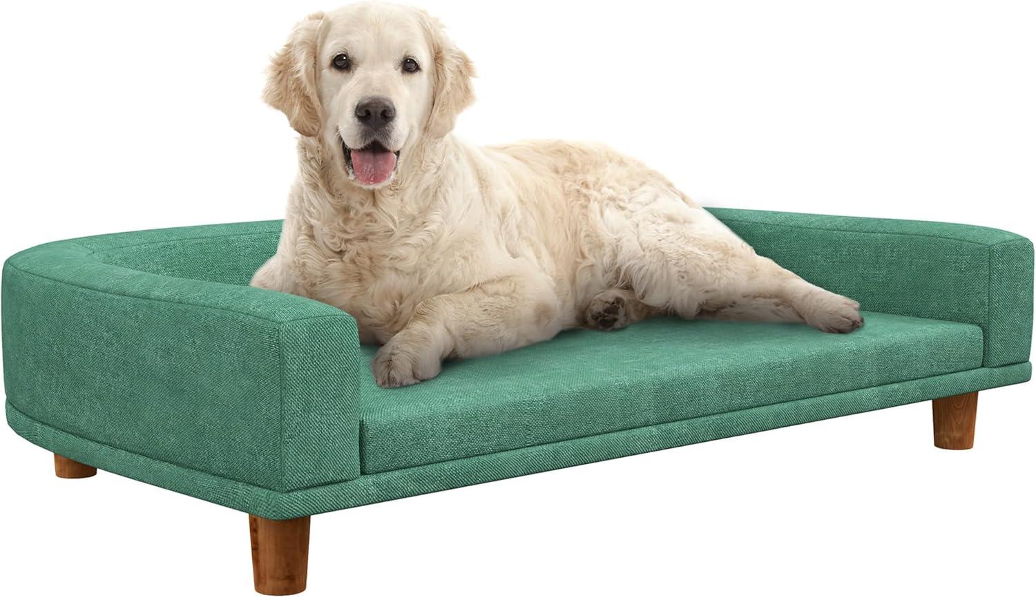 PawHut Dog Sofa Couch, Pet Bed with Comfortable Luxury Cushion, Washable Cover, Wooden Legs, Anti-slip Mat for Large Dogs, Cats, Kittens