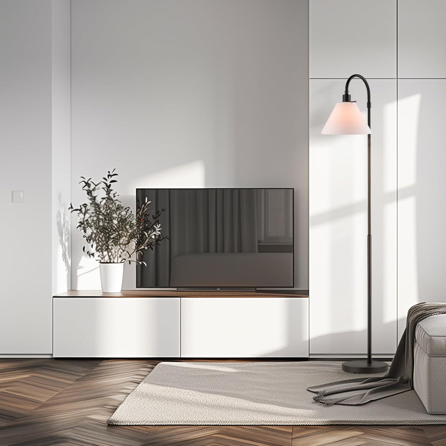 Globe Electric Barden 58" Black Floor Lamp with Dark Gray Velvet Shade Made of Metal Material