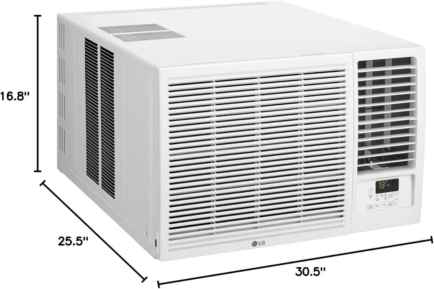 LG 18,000 BTU 230V Window-Mounted Air Conditioner with 12,000 BTU Supplemental Heat Function