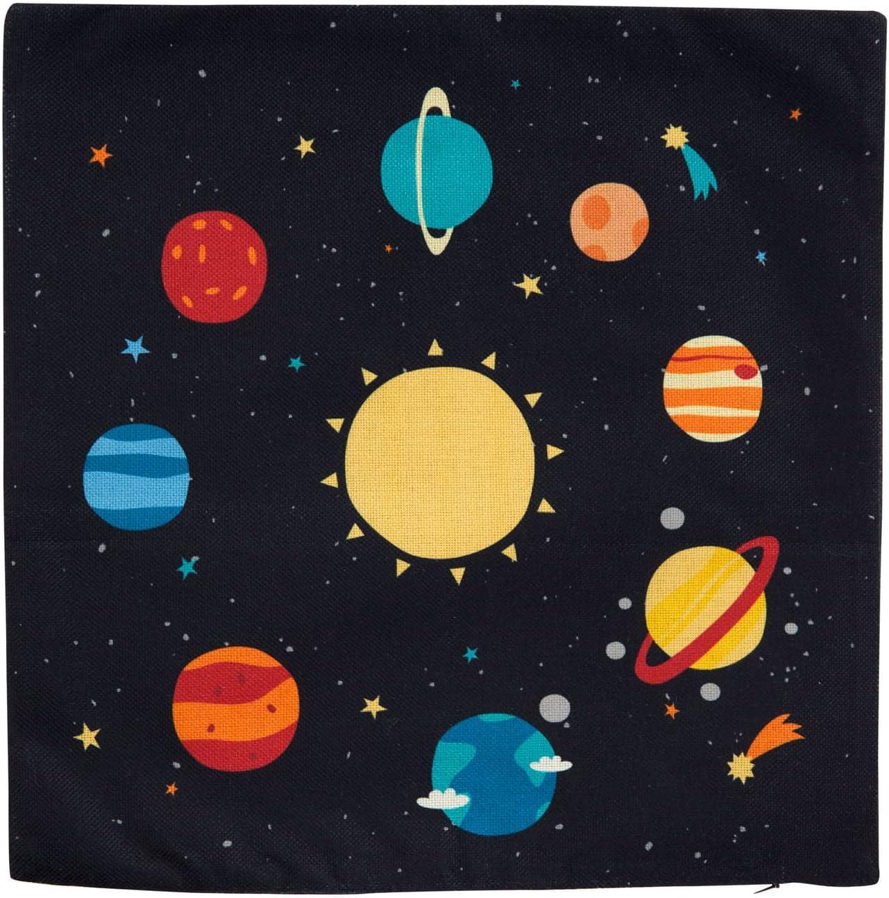 Kids Space-Themed Polyester Throw Pillow Covers Set