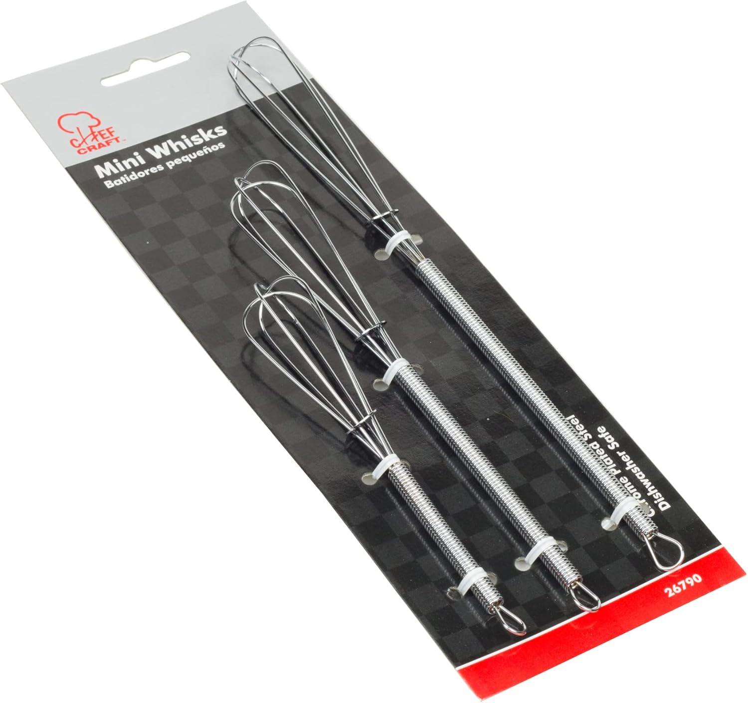 Chef Craft Classic Sturdy Whisk, 5.5, 7, 9, inch 3 piece set, Chrome