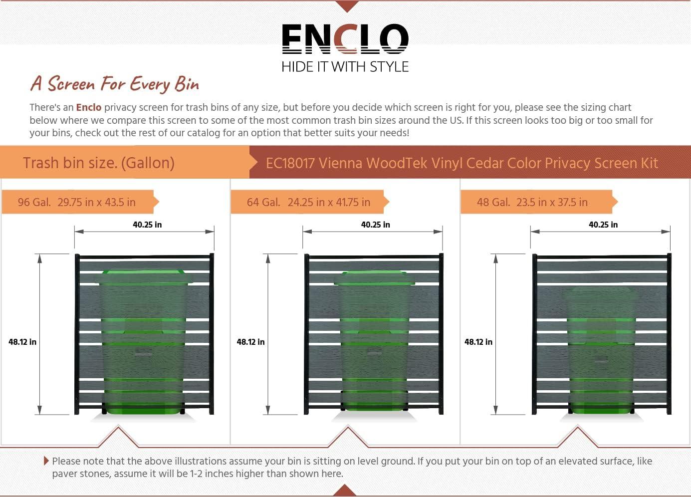 Enclo 48in H x 40in W (2 Panels) No Dig Enclo Vienna Charcoal Color Woodtek Privacy Screen, Outdoor Vinyl Privacy Fence Panel, Privacy Wall for Trash Cans & Air Conditioner Fence, Patio Privacy Screen, EC18018