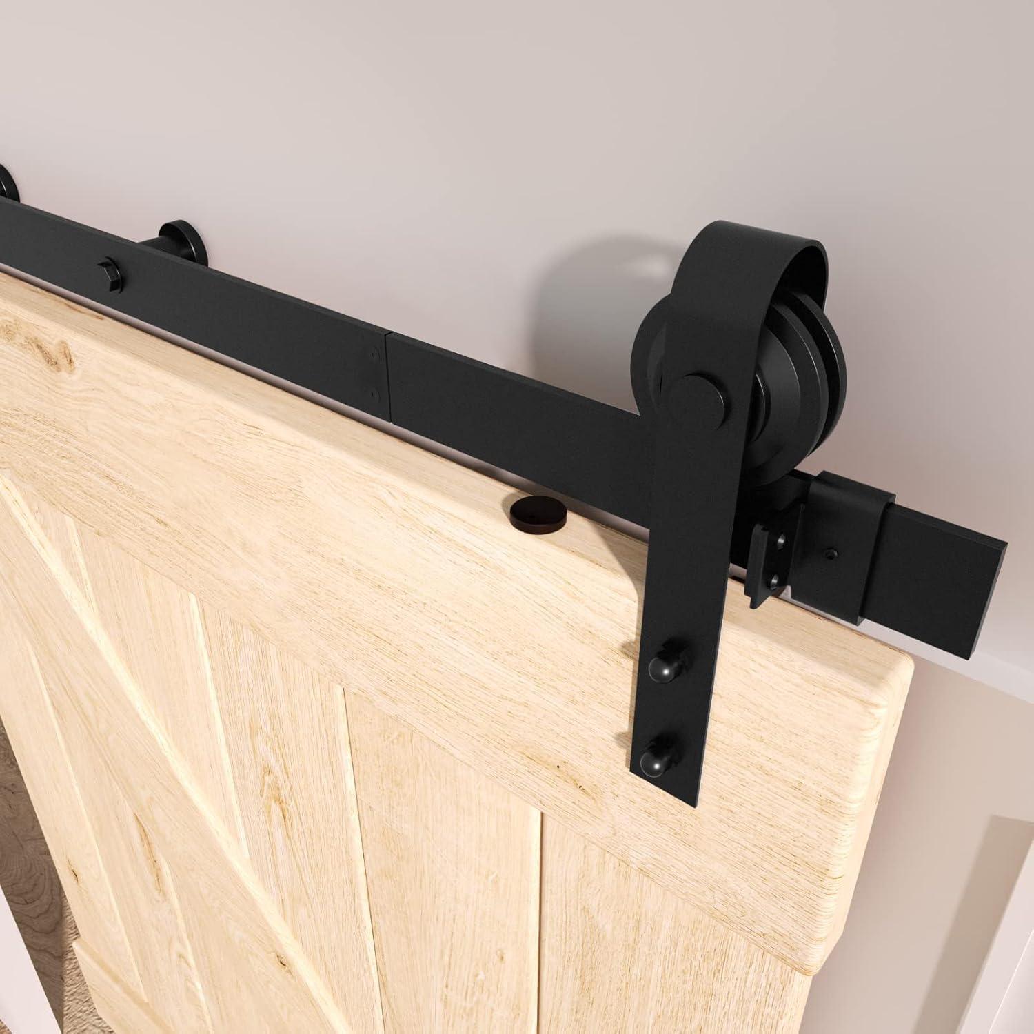 CCJH 6.6Ft Sliding Barn Door Hardware Kit 39.6" Wide for Closet Black Carbon Steel I Shape