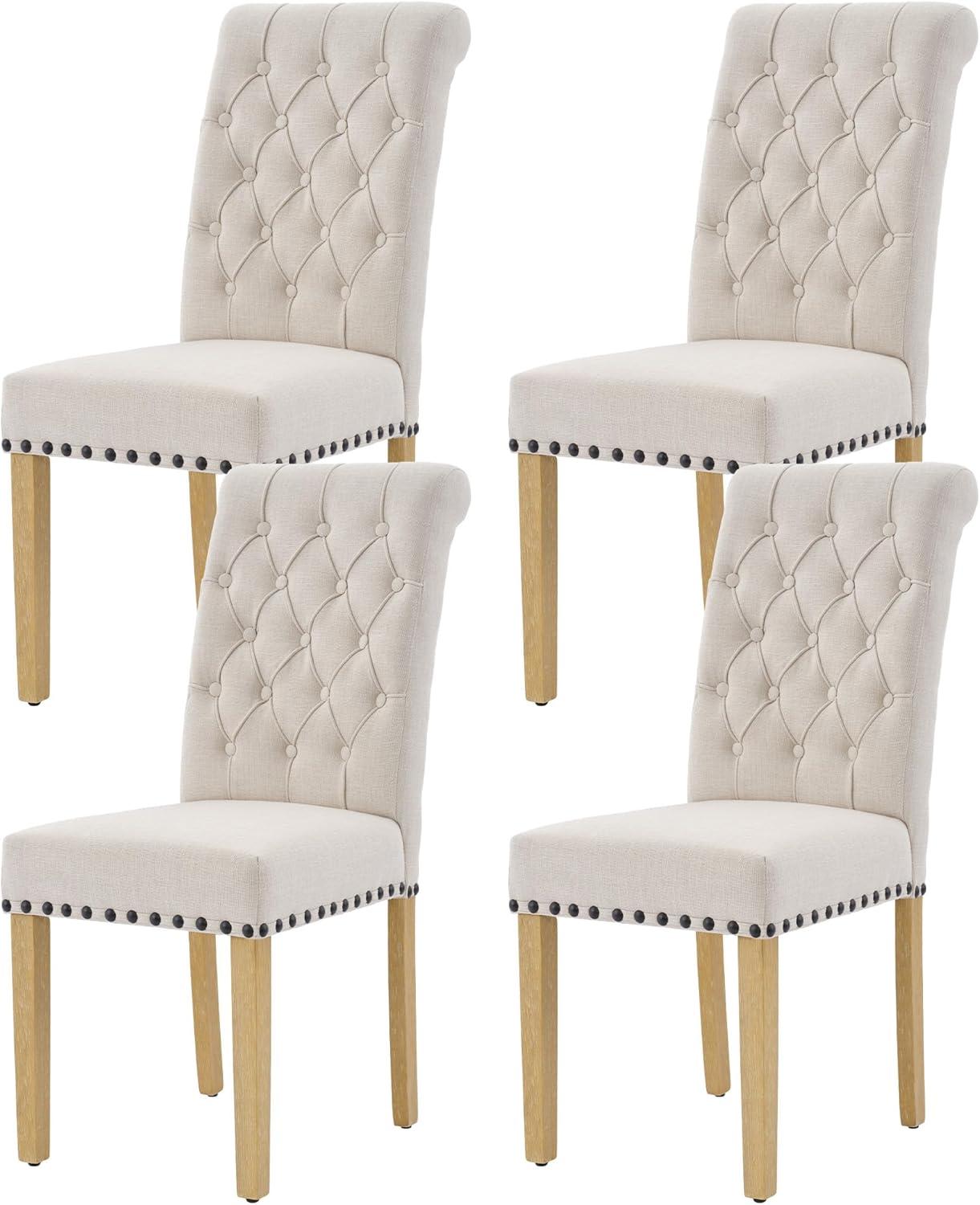 Almeada Stylish Tufted High Back Parsons Chair Dining Chair with Nailhead Trim