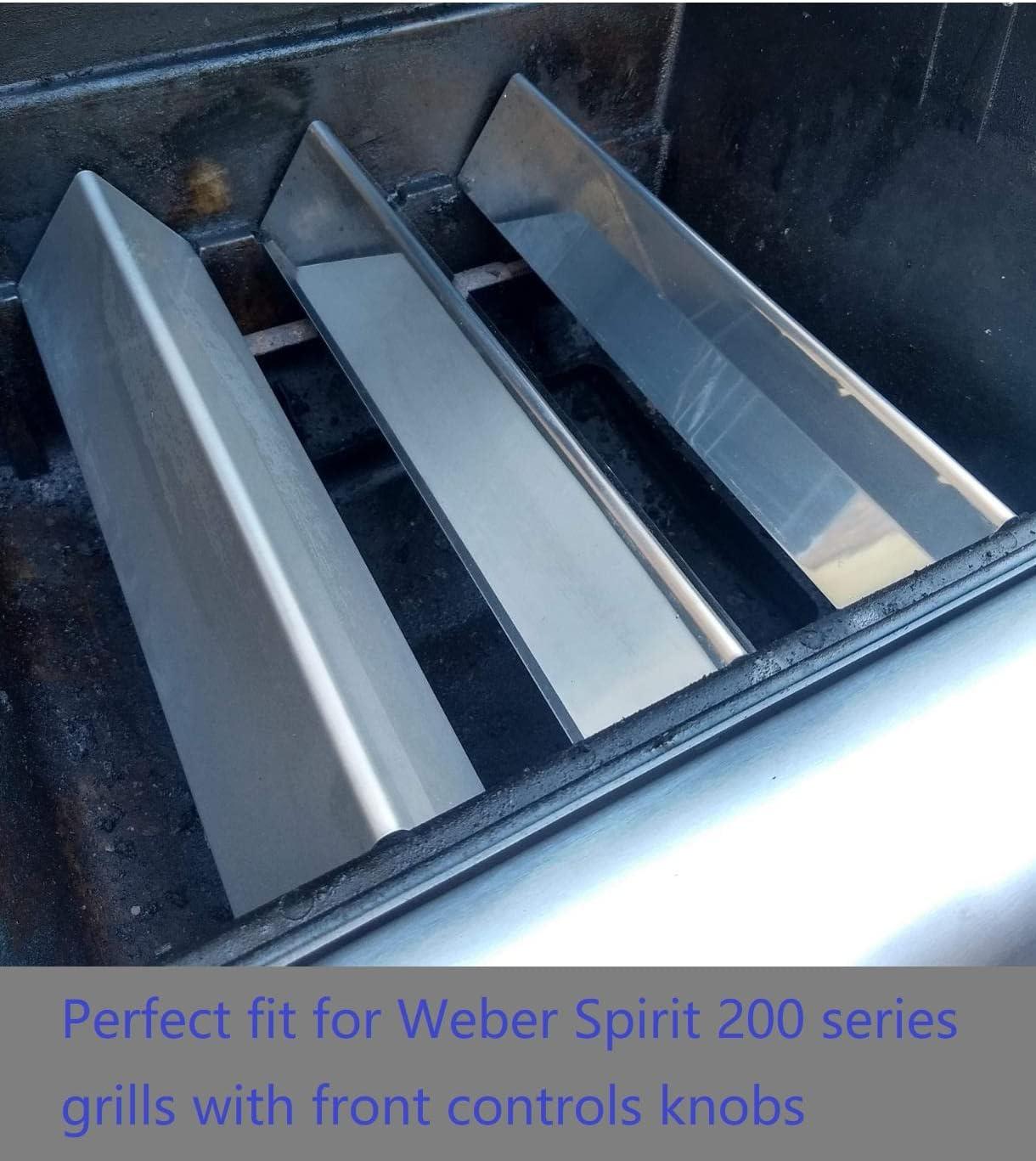 GasSaf 15.3inch Flavorizer Bar Replacement for Weber 7635, Spirit 200 Series, Spirit E-210, S-210, E-220, S-220 with Front Controls Panel, 3-Pack Stainless Steel Flavor Bar(15.3"x3.5"x2.5")
