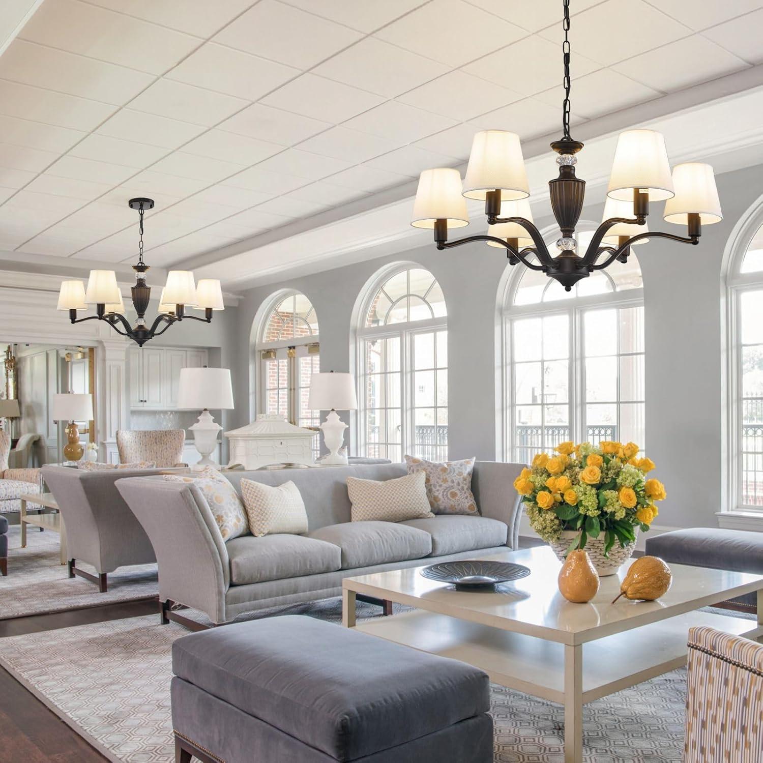 Black Chandelier, 3-Light Crystal Chandeliers for Dining Room, Farmhouse Dining Room Light Fixture, Dining Room Light Fixtures Over Table, Modern Hanging Pendant Lights for Bedroom, Kitchen Island