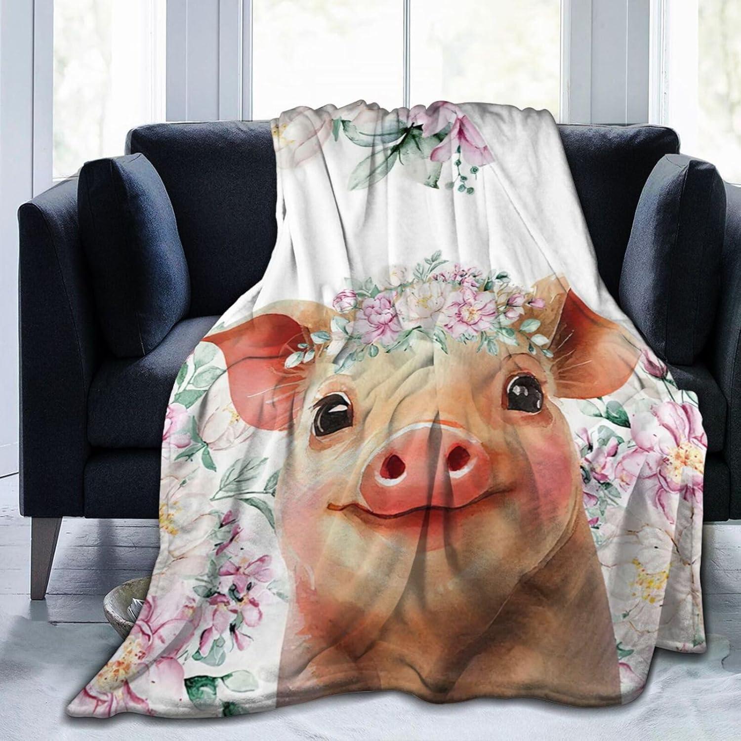 Pig Blanket Cute Pig Plush Throw Blanket Super Soft Cozy Warm Fleece Pig Bedding Blanket Gifts for Kids Girls Boys Women 40"X50"