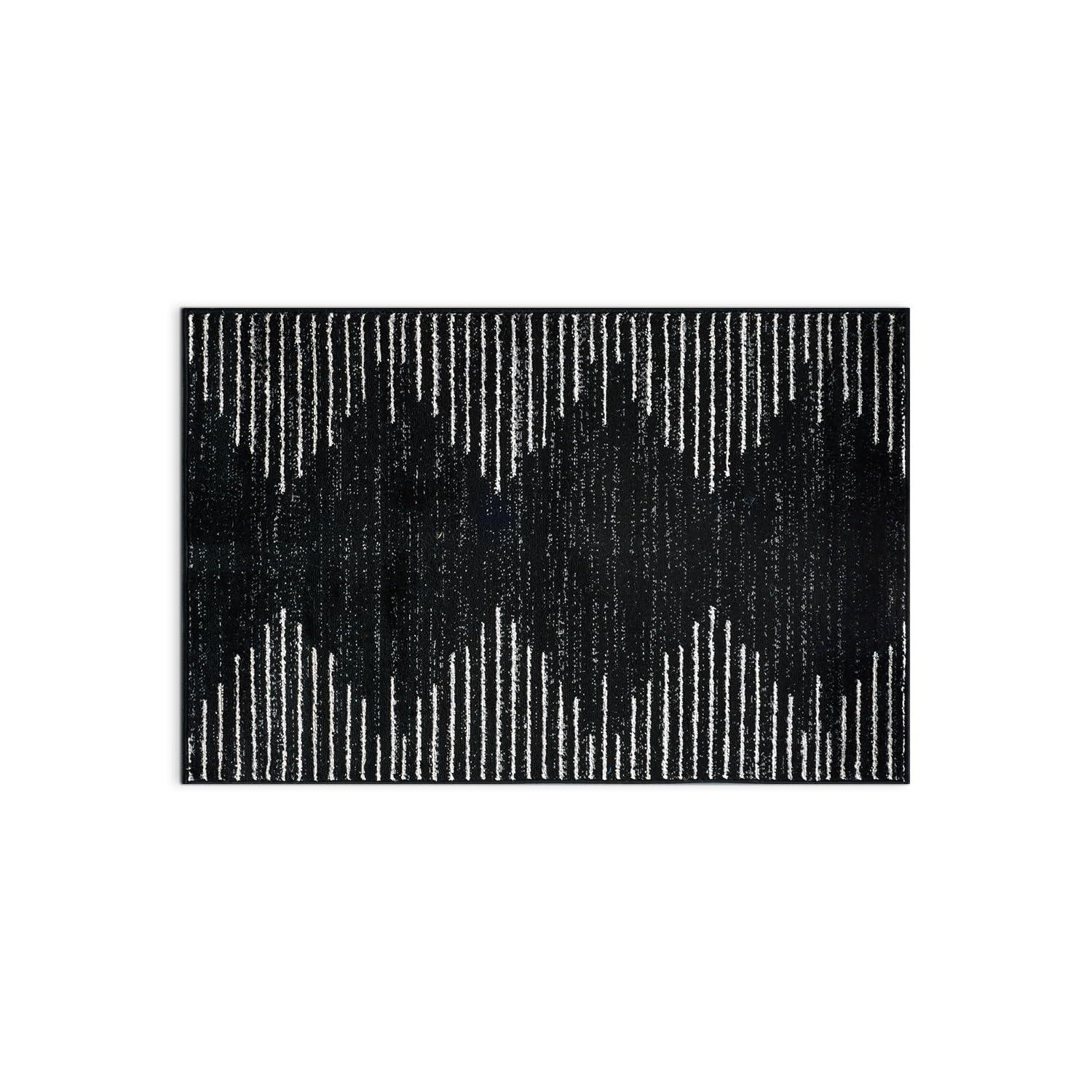 World Rug Gallery Area Rug Bohemian Stripe Jute Rug Carpets for Living Room Rugs for Sale - BLACK 2'7"x4'
