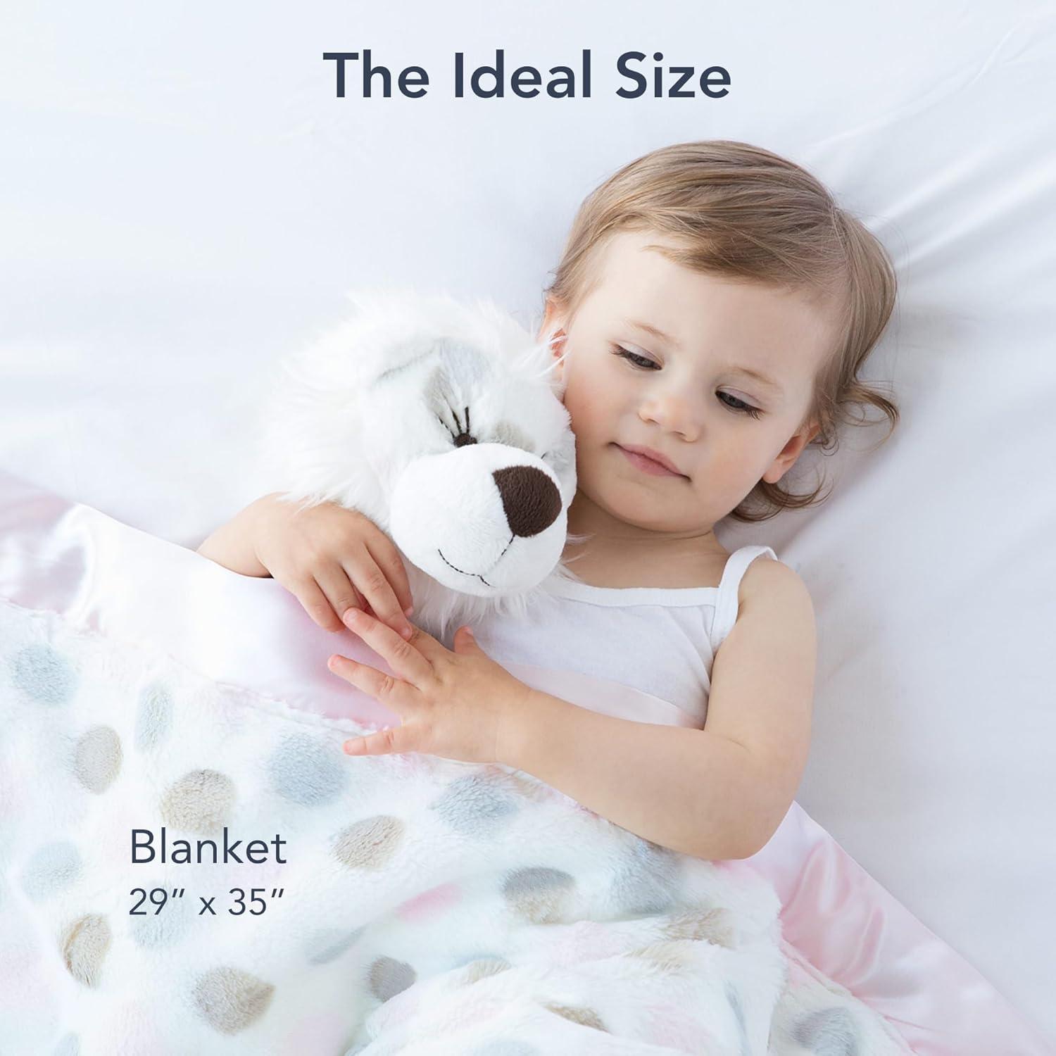 Soft Pink and Gray Faux Fur Baby Blanket with Satin Trim