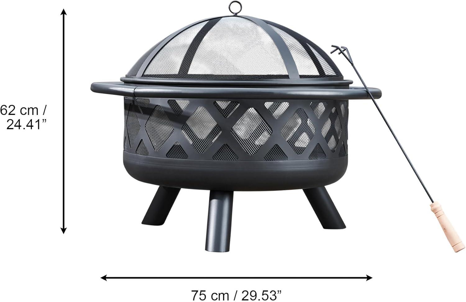 Heisey 30" Outdoor Round Wood Burning Fire Pit with Steel Base