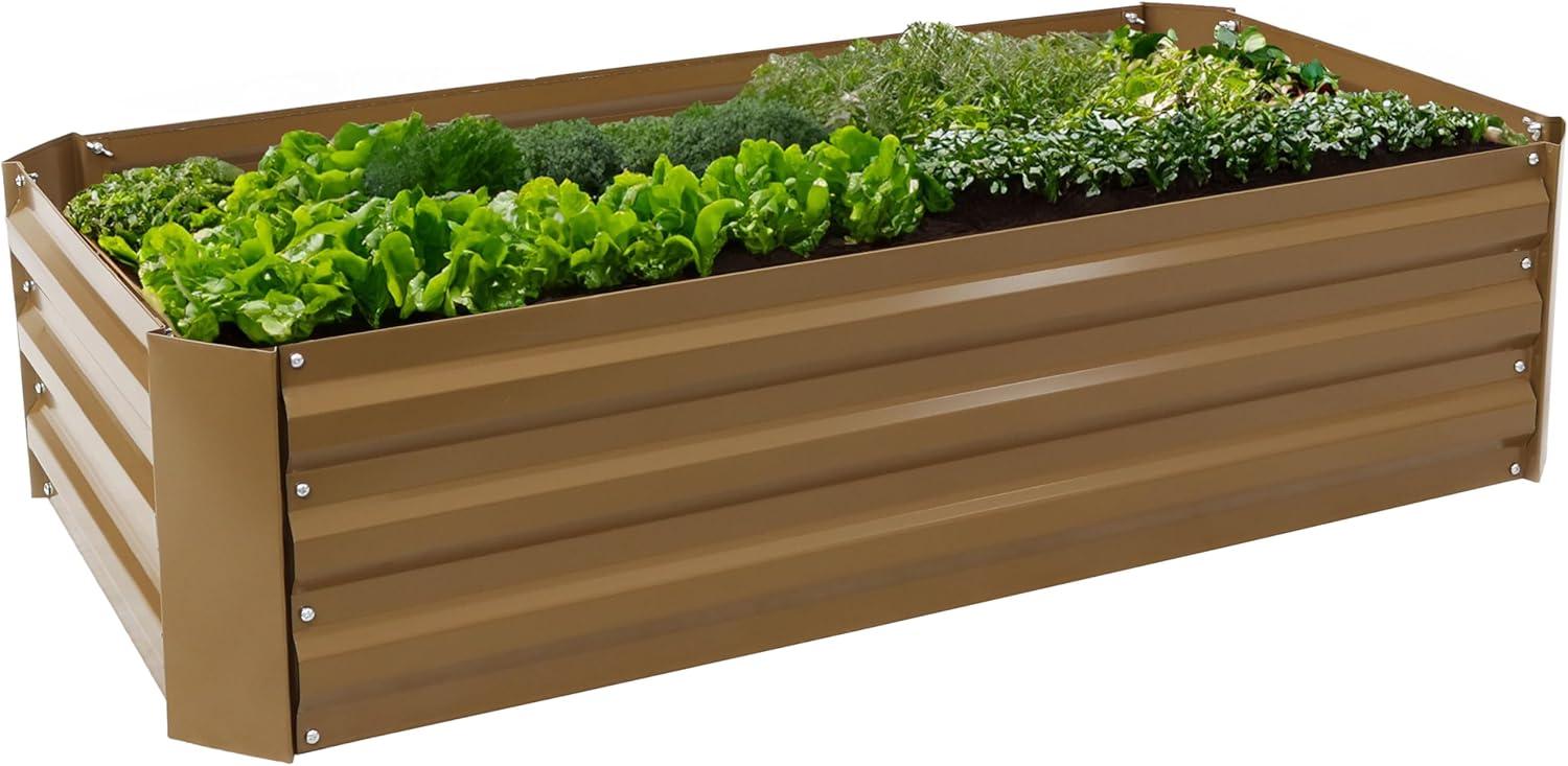 Sunnydaze Raised Hot Dip Galvanized Steel Rectangle Garden Bed for Plants, Vegetables, and Flowers - 48" L x 11.75" H - Brown