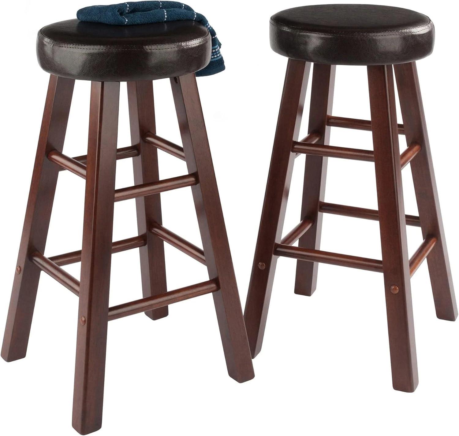 Transitional 25.5" Maria Counter Stool Set in Walnut & Espresso