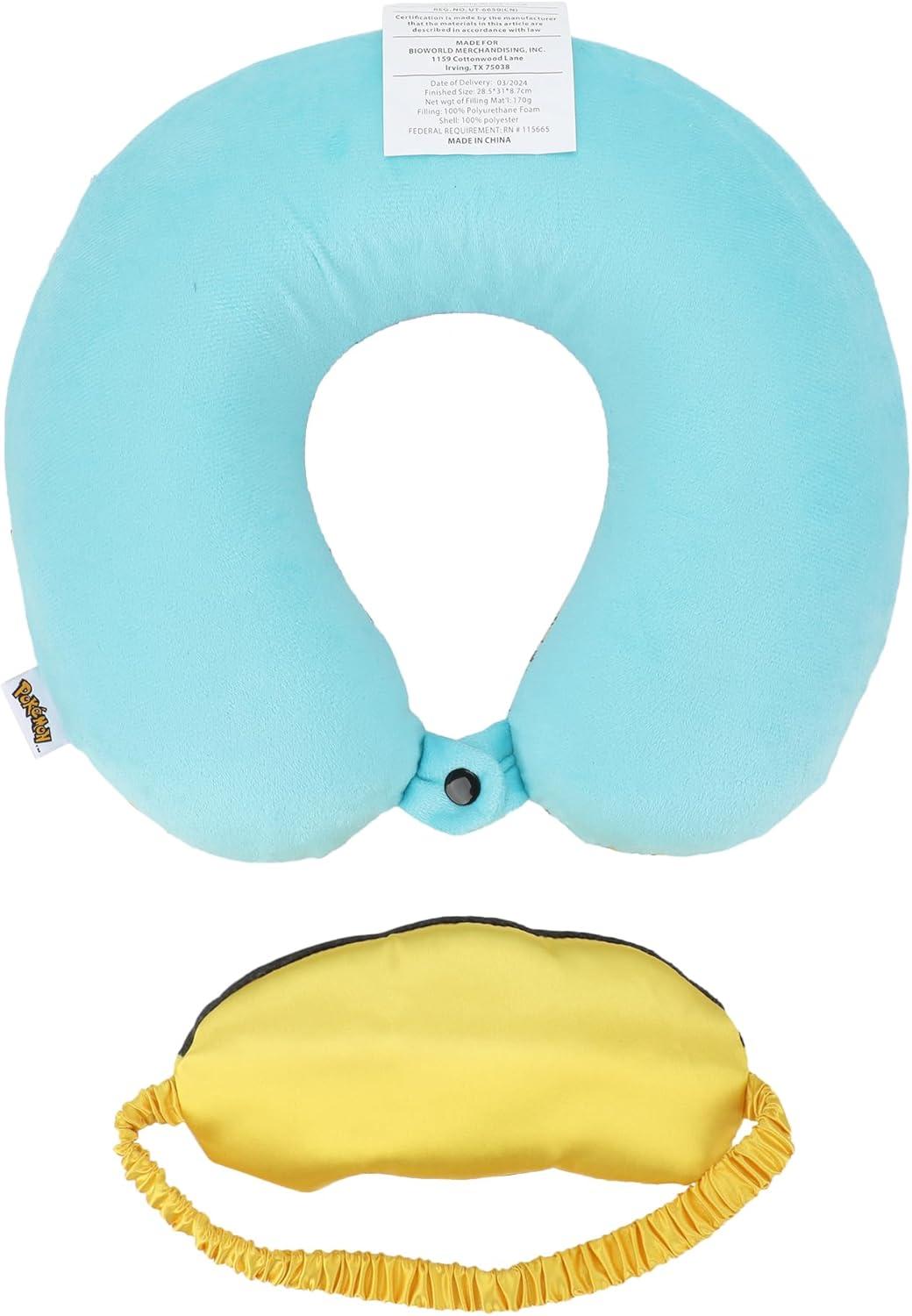 Pokemon Pikachu 2-Piece Eye Mask & Neck Pillow Travel Set