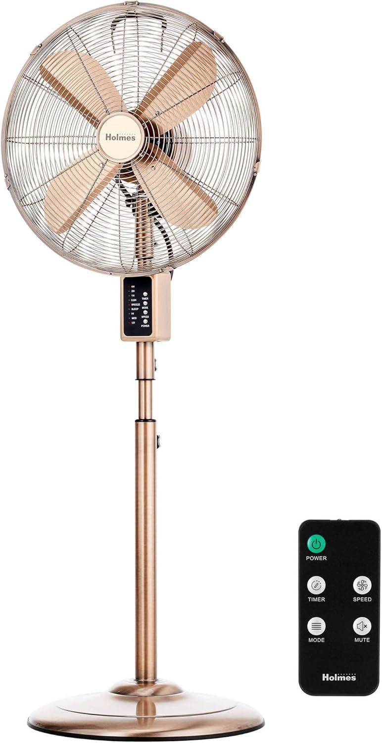 Holmes 16" Digital Oscillating 3-Speed Metal Stand Fan with Remote Control Copper