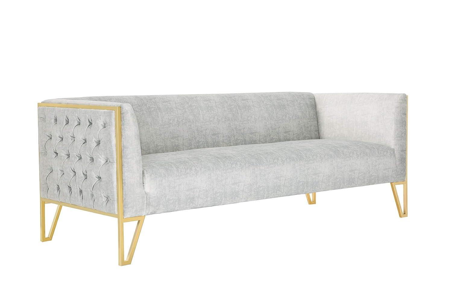 Vector Velvet 3 Seater Sofa Ocean Blue - Manhattan Comfort