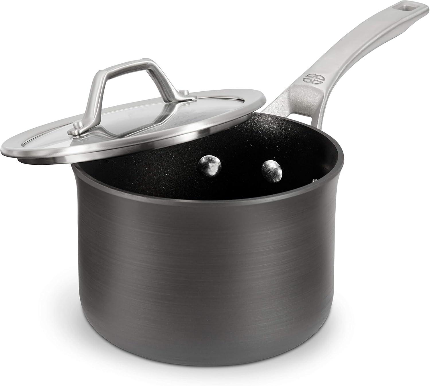 Calphalon 2-Quart Black Aluminum Nonstick Sauce Pan with Cover