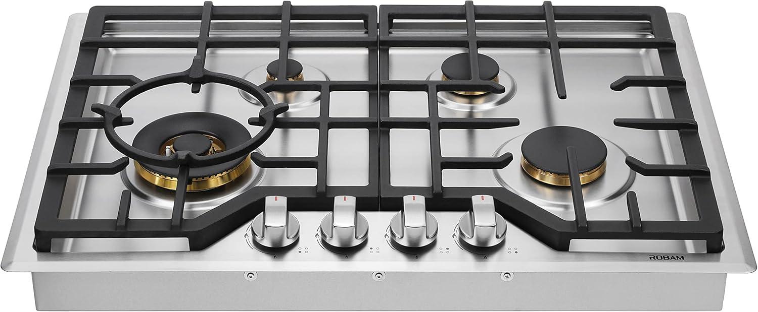 ROBAM 30" Stainless Steel 4-Burner Gas Cooktop with Brass Burners