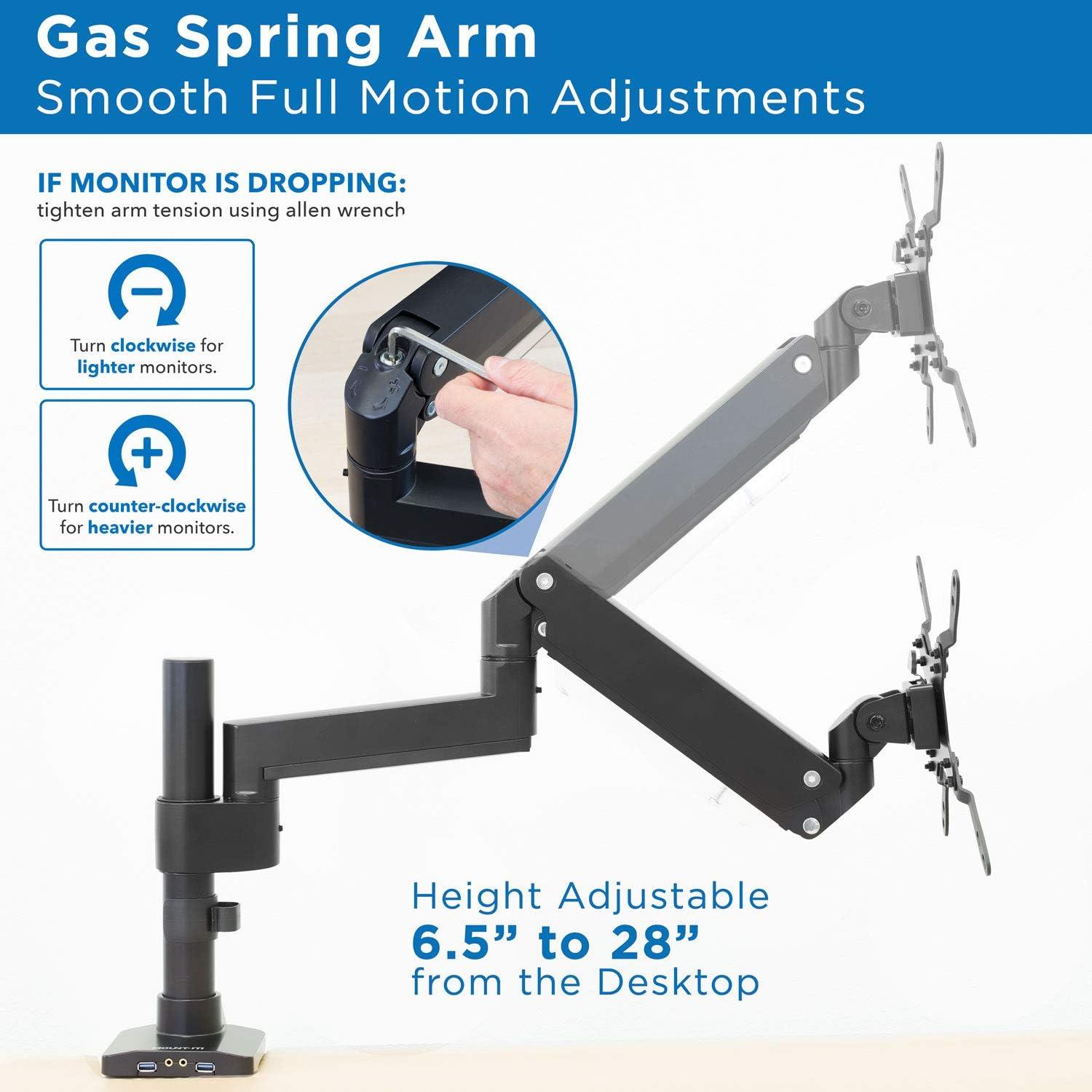 Mount-It! Heavy Duty Monitor Desk Mount w/ USB & Multimedia Ports