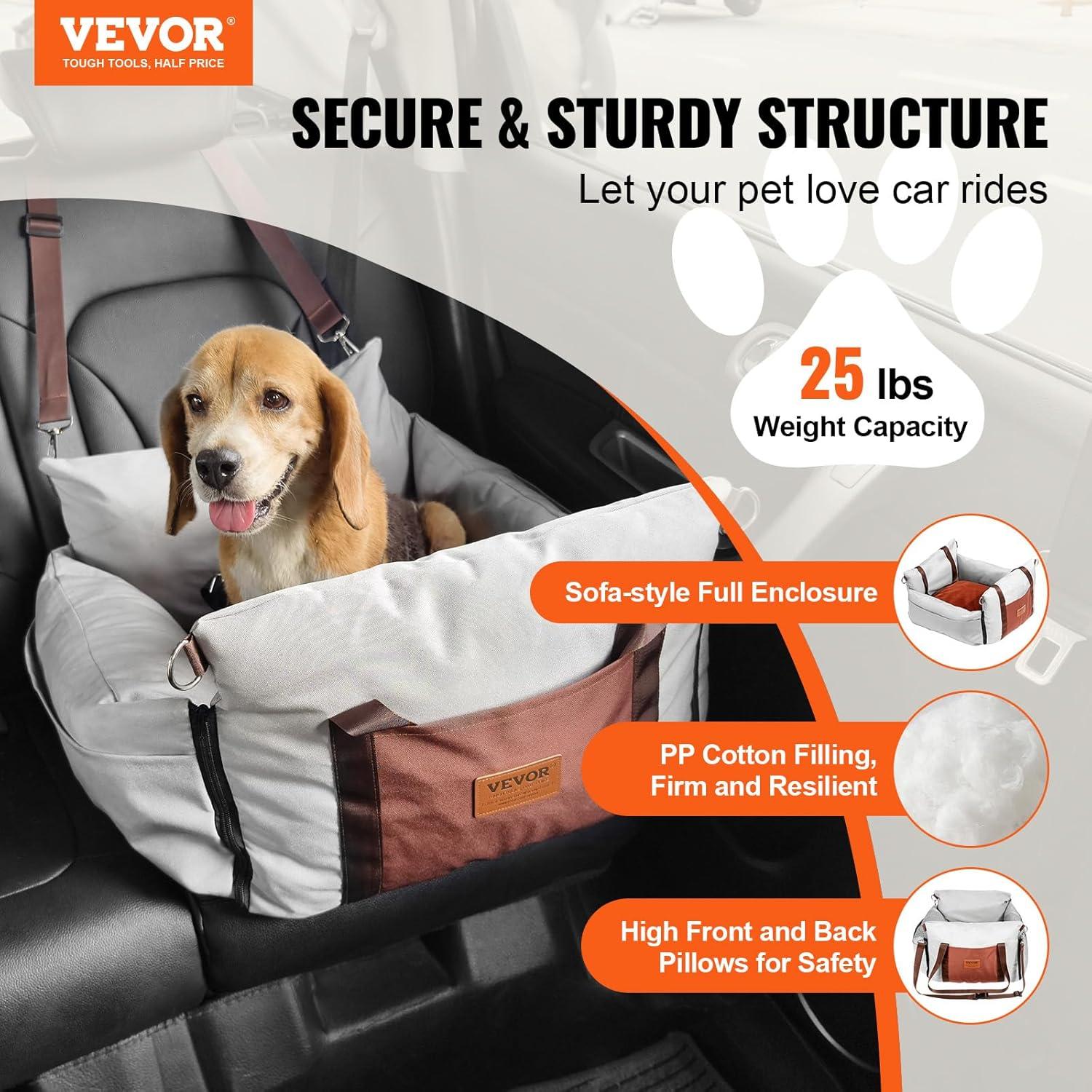 VEVOR Dog Booster Car Seat Pet Car Seat for Small Dog up to 25lbs
