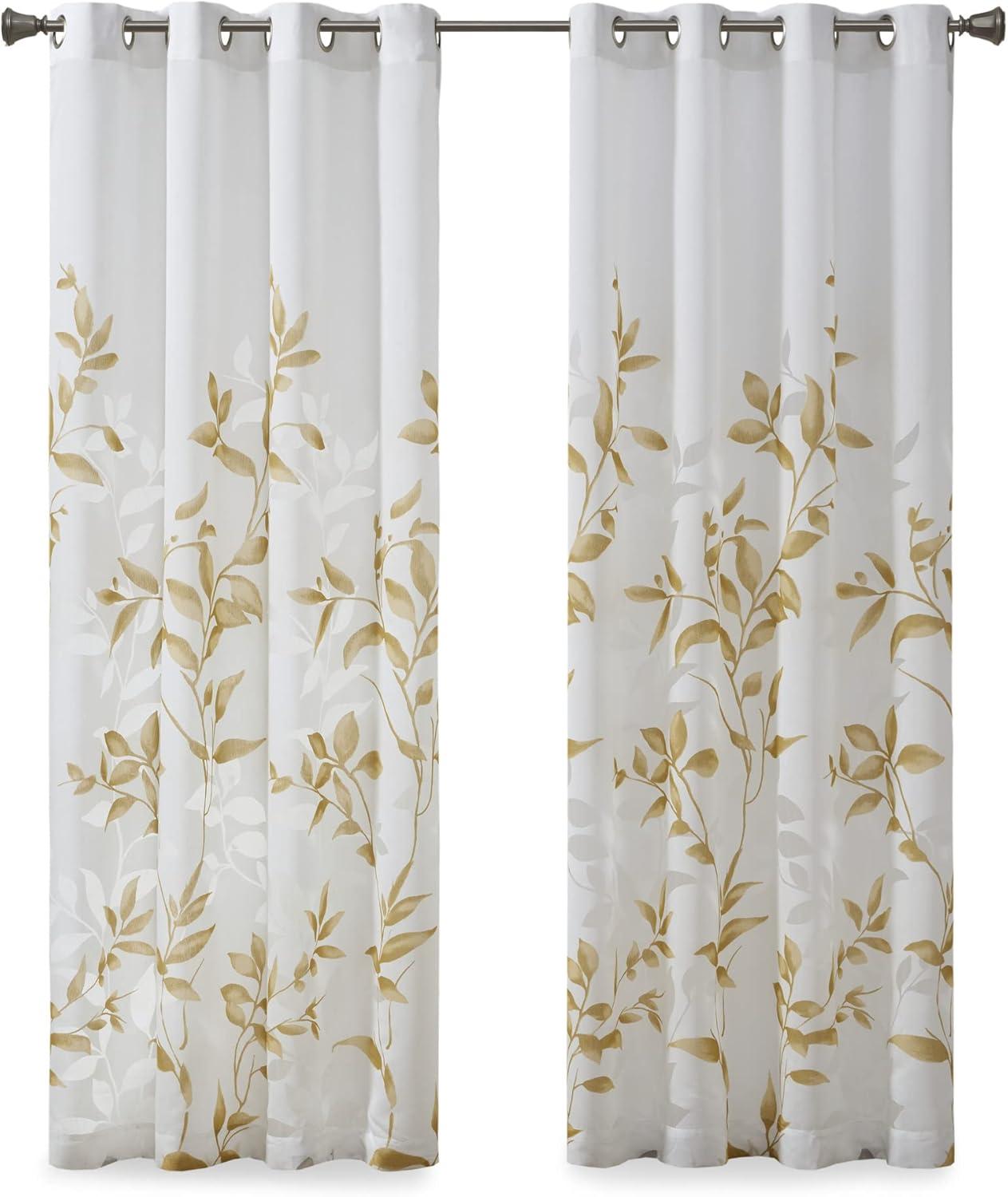 Cecily Floral Printed Burnout Sheer Grommet Single Curtain Panel