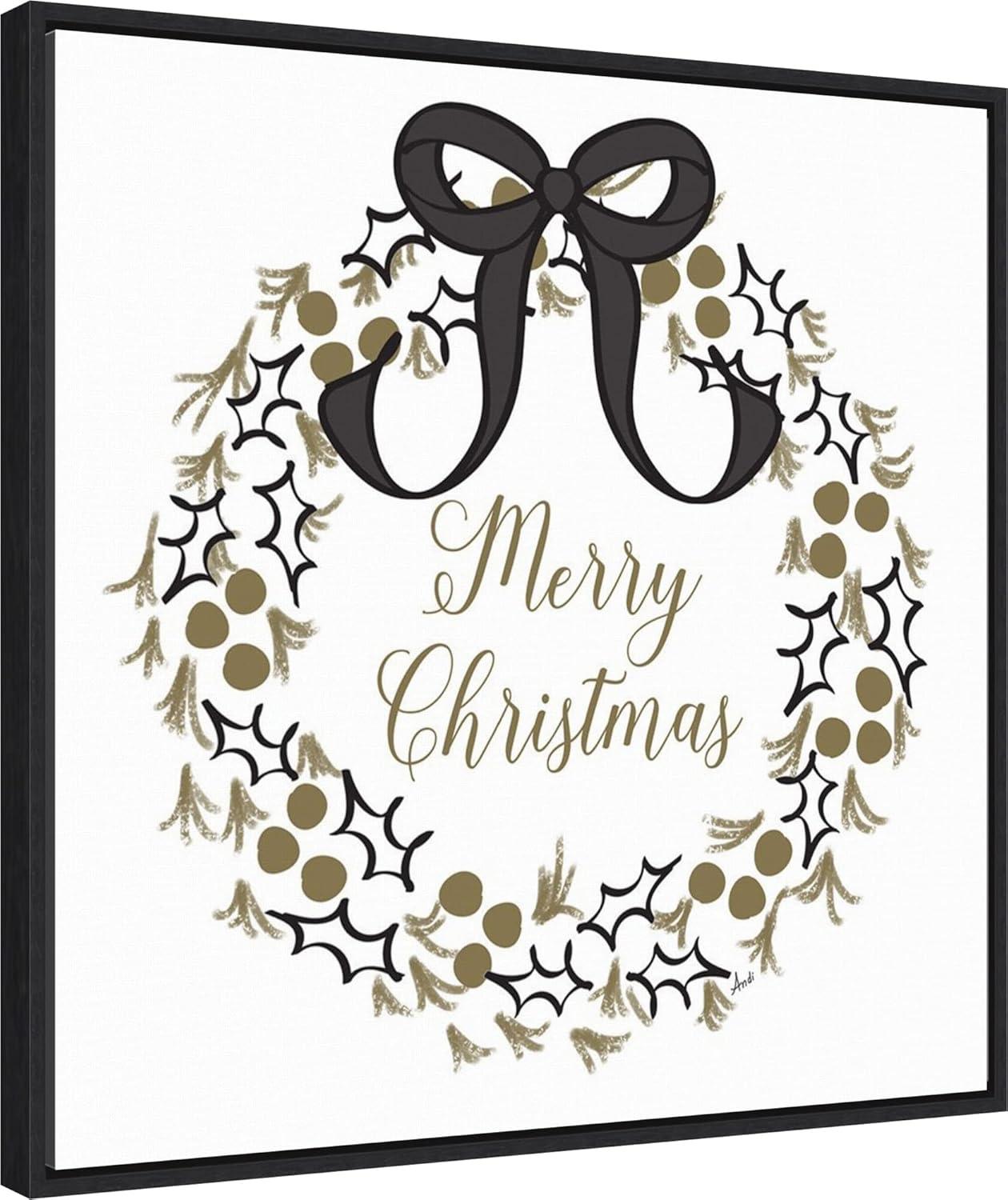 Amanti Art Merry Christmas Wreath by Andi Metz Canvas Wall Art Print Framed 22-in. W x 22-in. H.