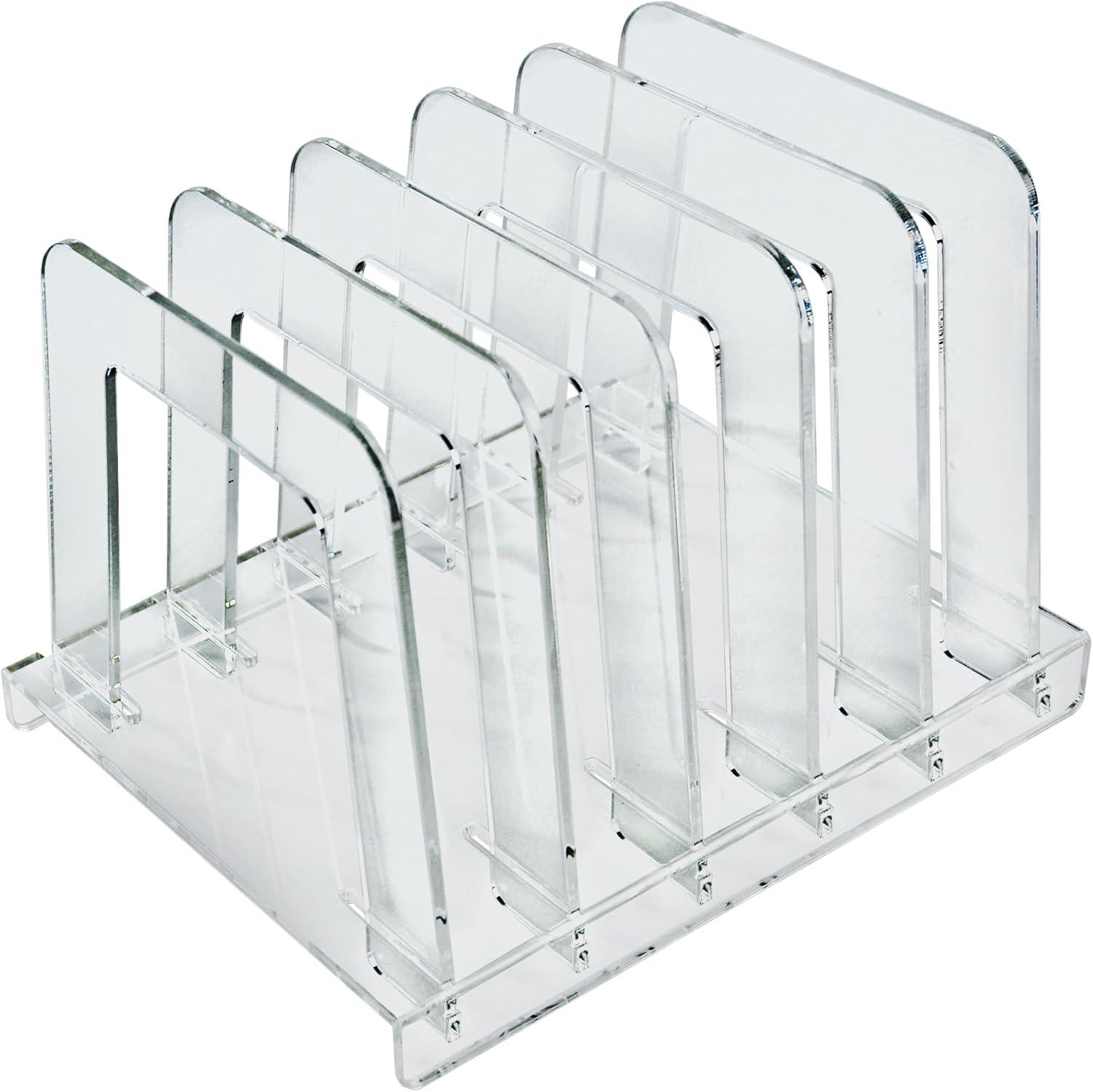 Clear Acrylic File Sorting Desk Organizer with Five Section Dividers