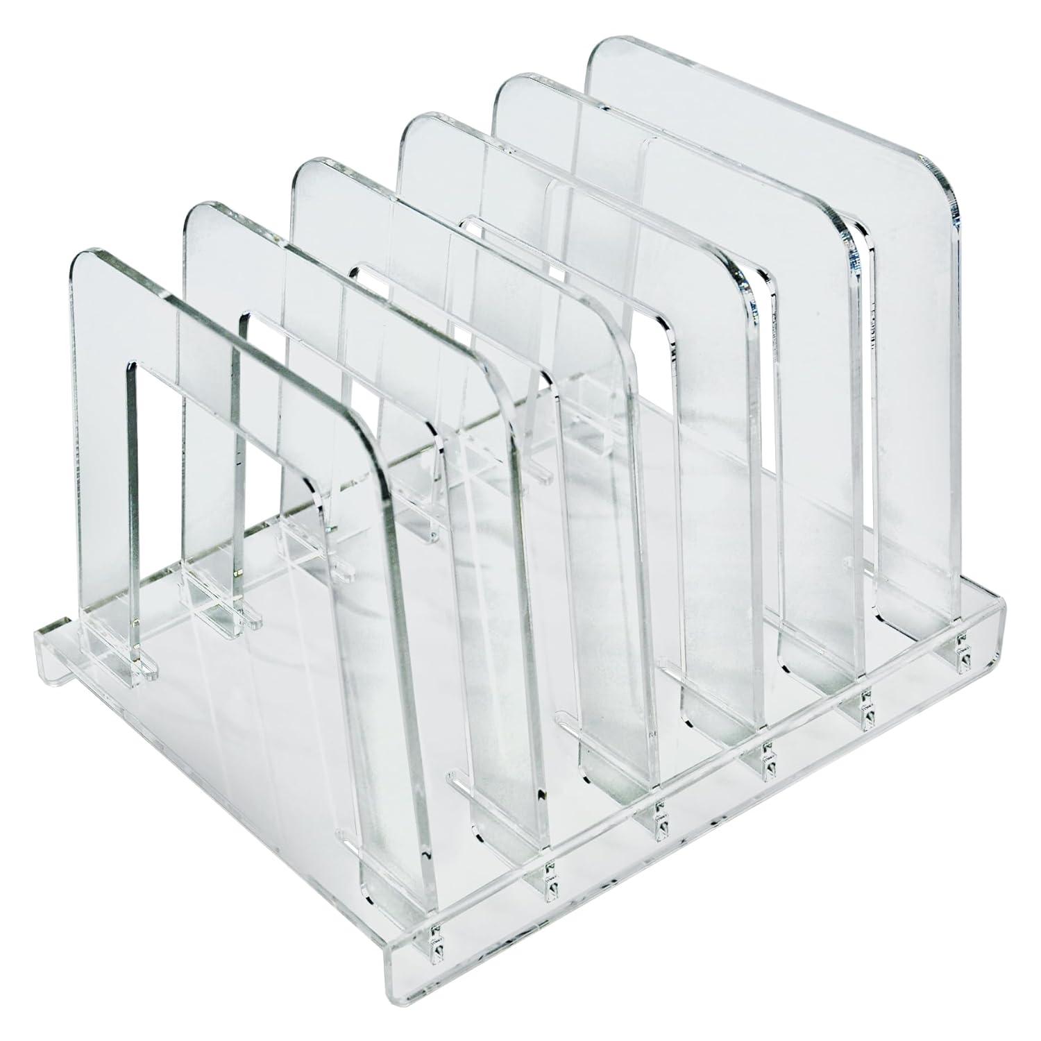 Clear Acrylic File Sorting Desk Organizer with Five Section Dividers