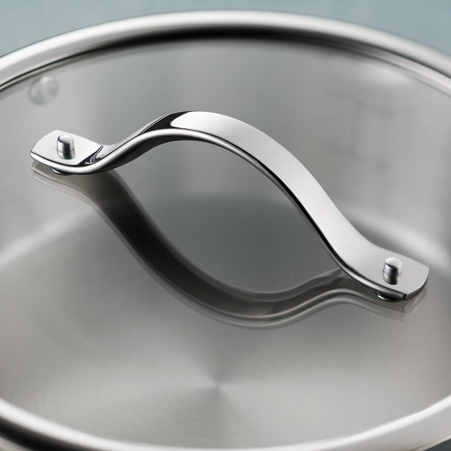 Tramontina Tramontina Tempo Tri-Ply Base Stainless Steel 6-Quart Braiser Pan with Glass Lid, Induction-Ready, Oven-Safe, Dishwasher-Safe
