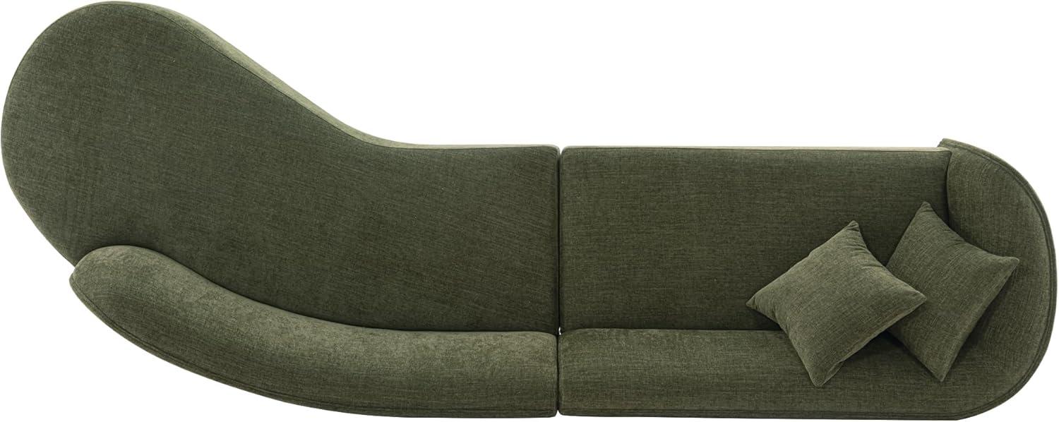 131.89" Daria Linen Upholstered Sofa Sectional with Pillows Olive Green - Manhattan Comfort