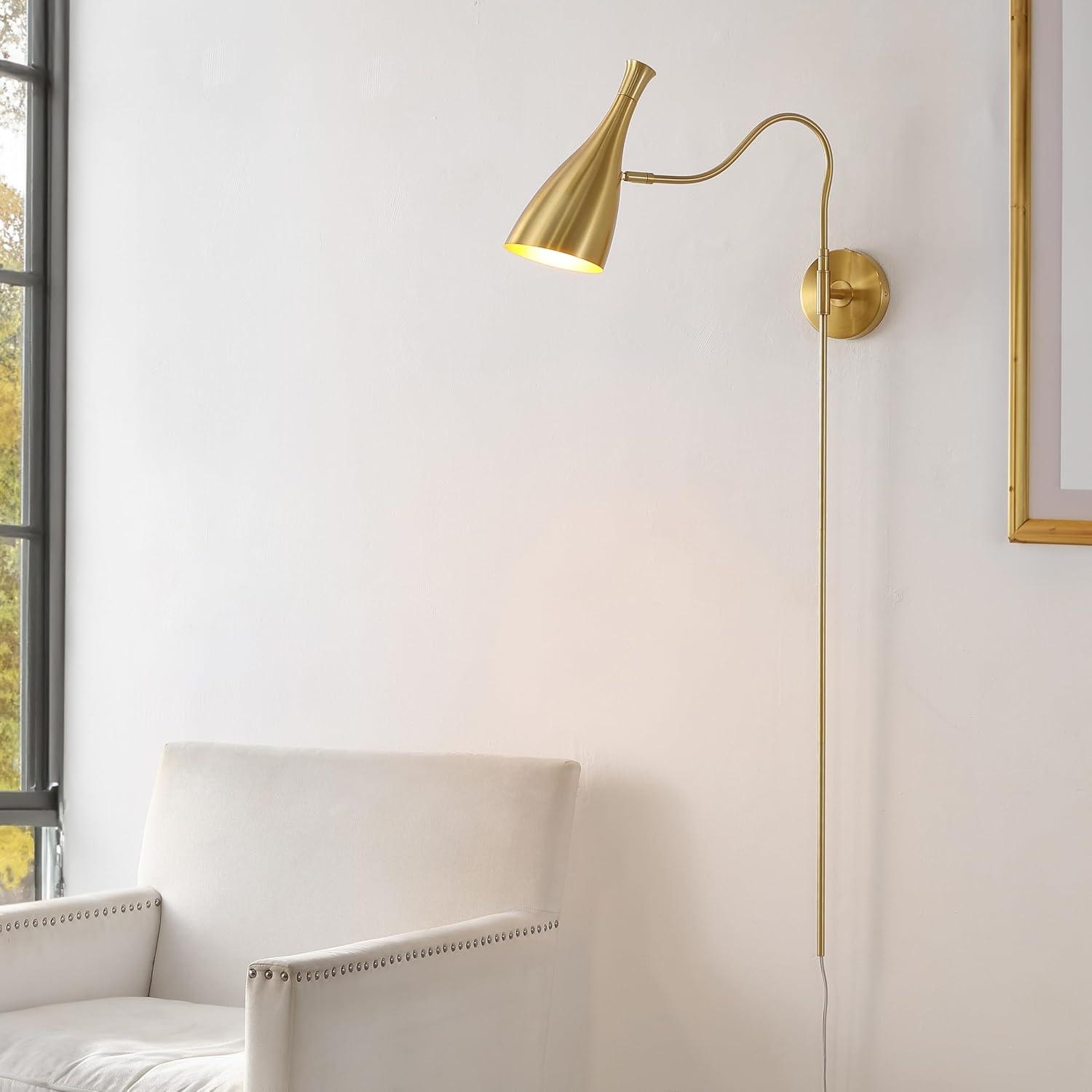 Hellene Brass Swing Arm Wall Sconce with Pivoting Head