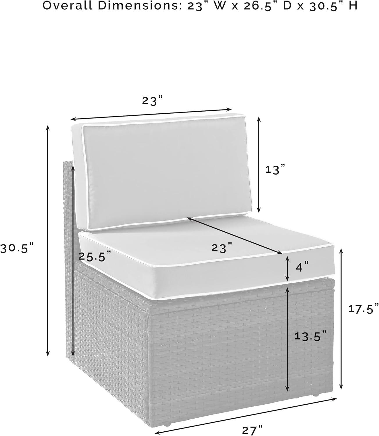 Palm Harbor Outdoor Wicker Center Chair: Gray, Crosley - Steel Frame, UV-Resistant, Removable Cushions