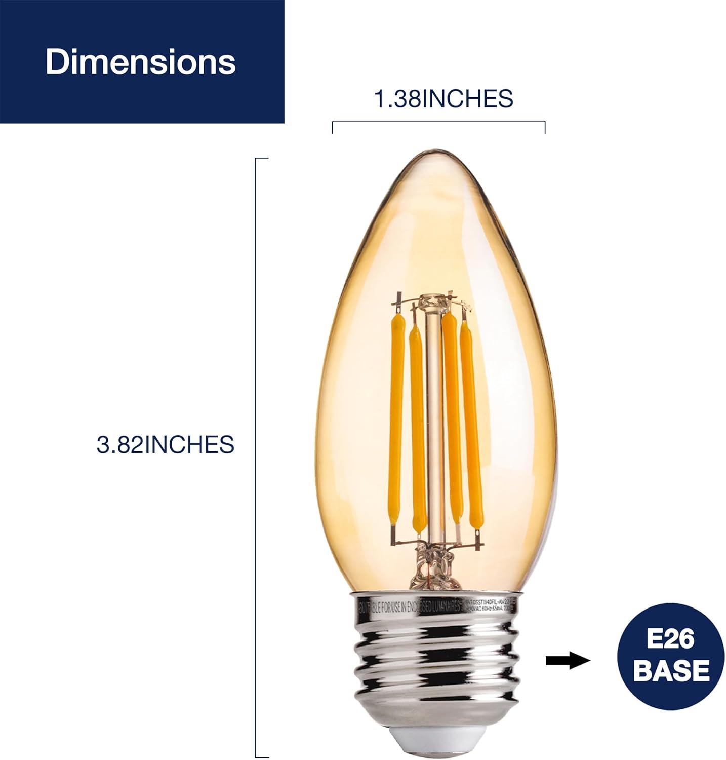 Amber Glass Dimmable LED Candelabra Bulbs 6-Pack