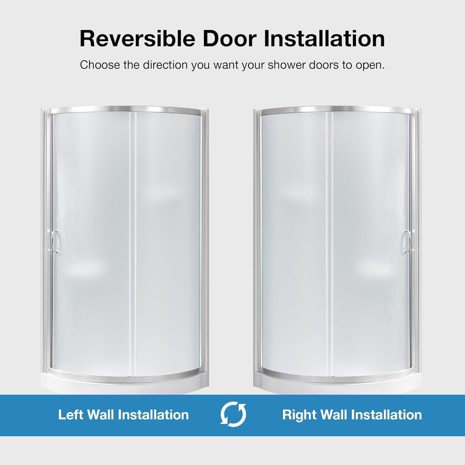 OVE Decors Breeze 33 in. Framed Round Shower Kit w/ Frosted Glass, Base, Wall