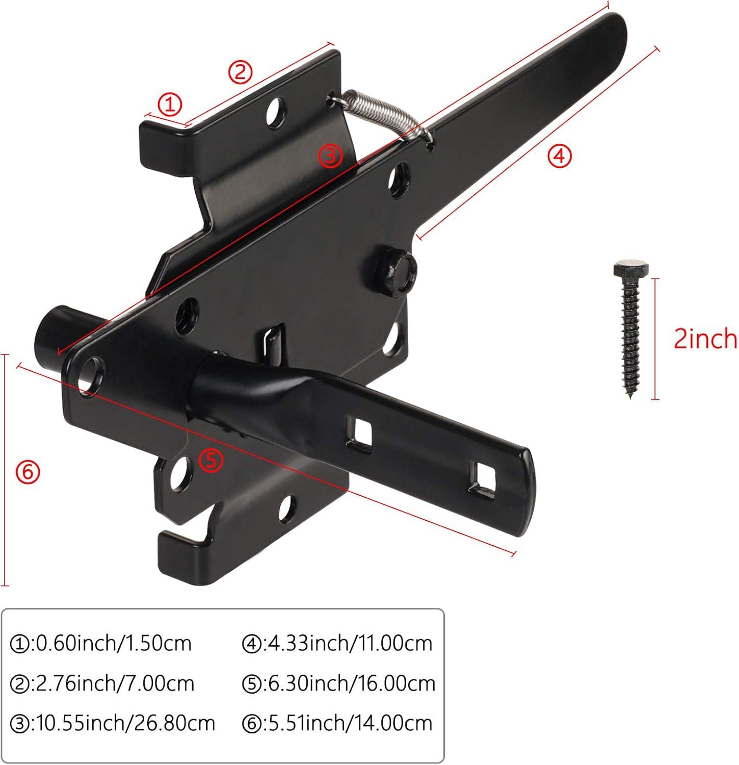 Heavy Duty Automatic Gate Latch for Wooden Fences,Self Locking Metal Gates for Vinyl Fence Outswinging Pool Gate Door Latches, Black
