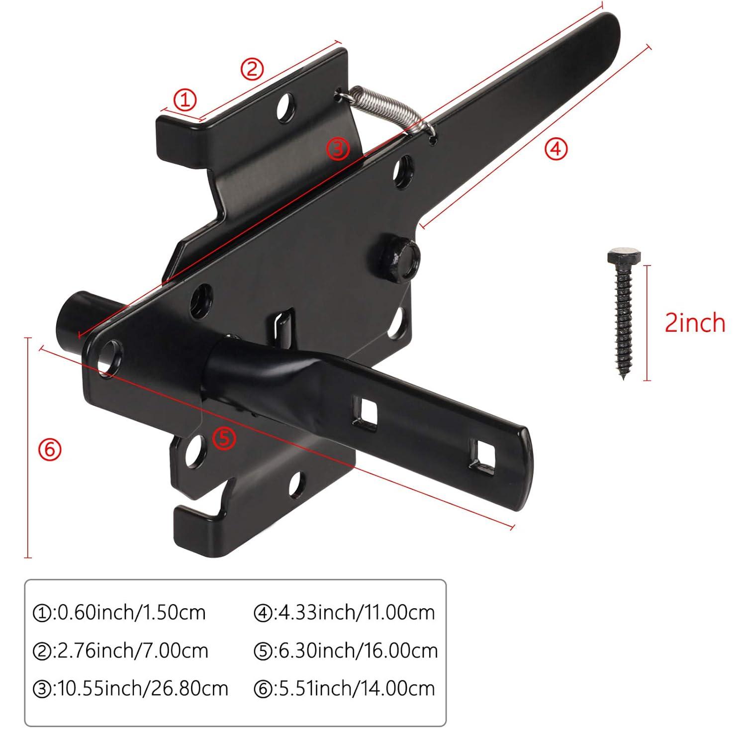 Heavy Duty Automatic Gate Latch for Wooden Fences,Self Locking Metal Gates for Vinyl Fence Outswinging Pool Gate Door Latches, Black