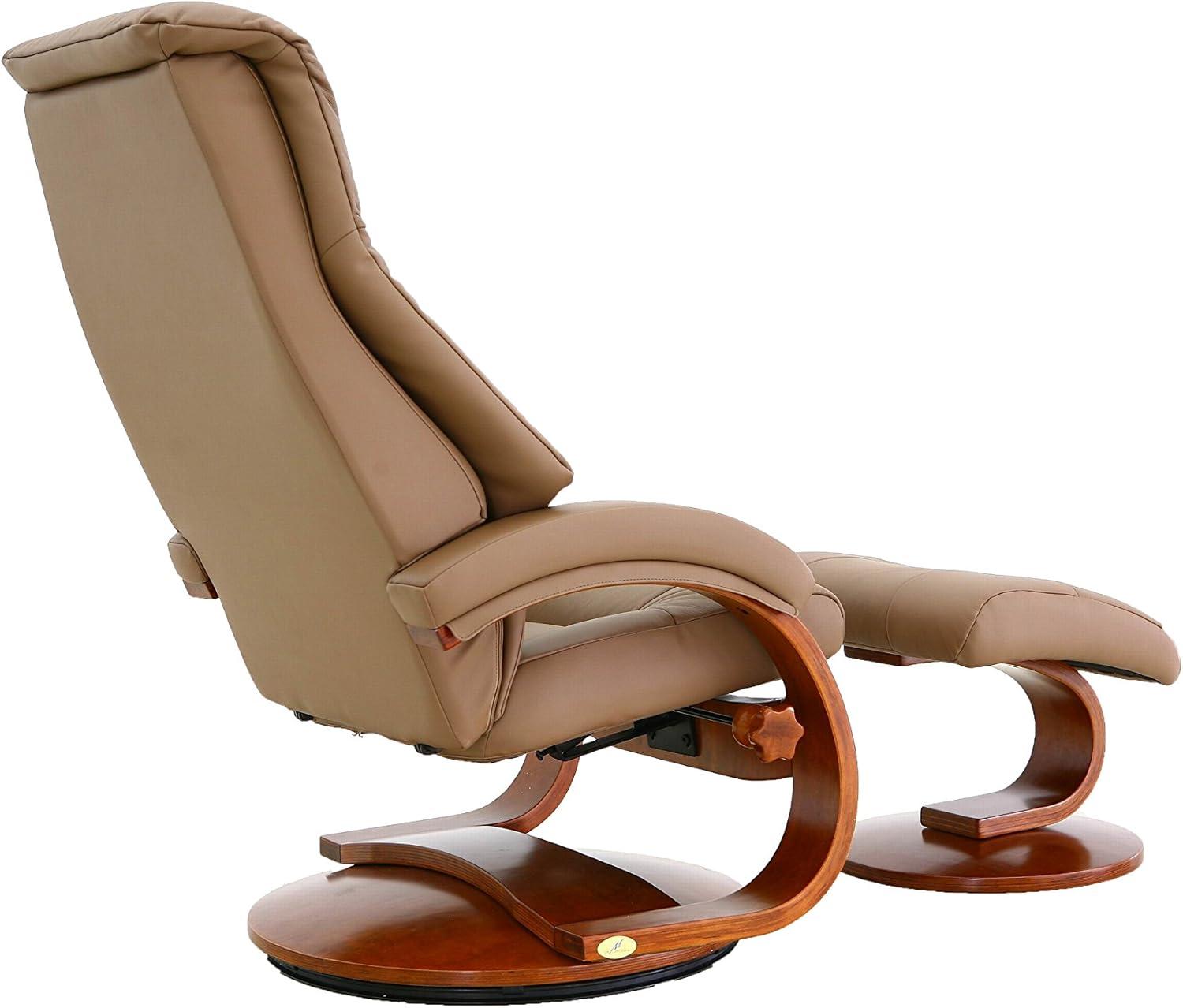 Relax-R™ Montreal Recliner and Ottoman in Sand Top Grain Leather