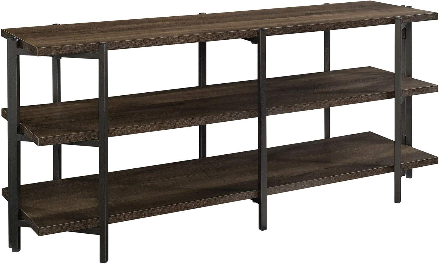 North Avenue TV Stand for TVs up to 54" Smoked Brown - Sauder: Durable Metal Frame, Open Shelving