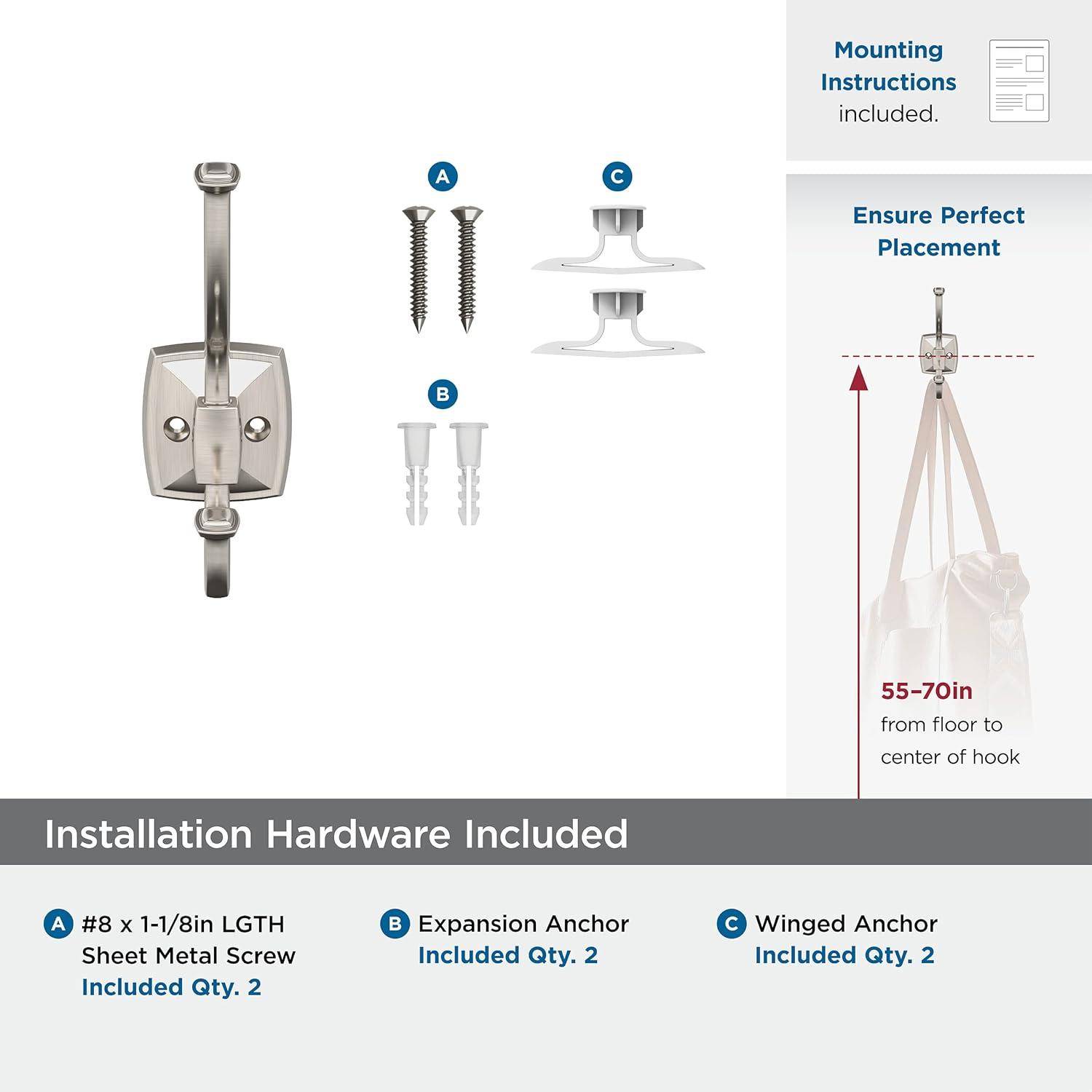 Kinsale Transitional Double Prong Decorative Wall Hook