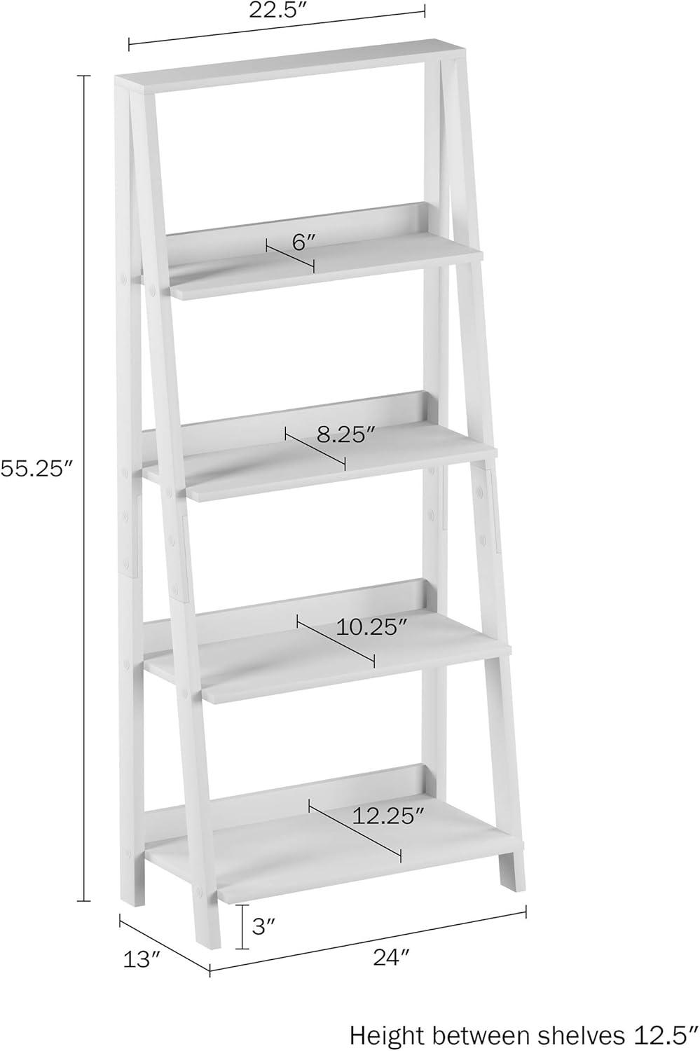 White 4-Tier Ladder Bookshelf for Kids