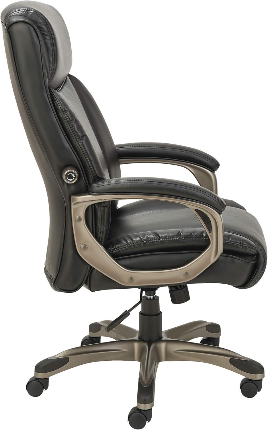 Black High Back Executive Leather Office Chair with Plastic Base