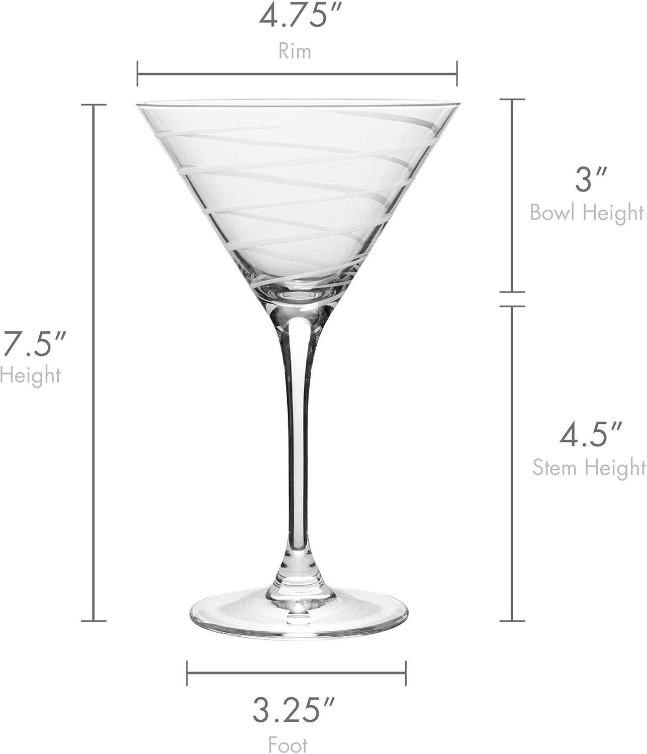 Cheers 10 oz Clear Lead Crystal Martini Glass Set