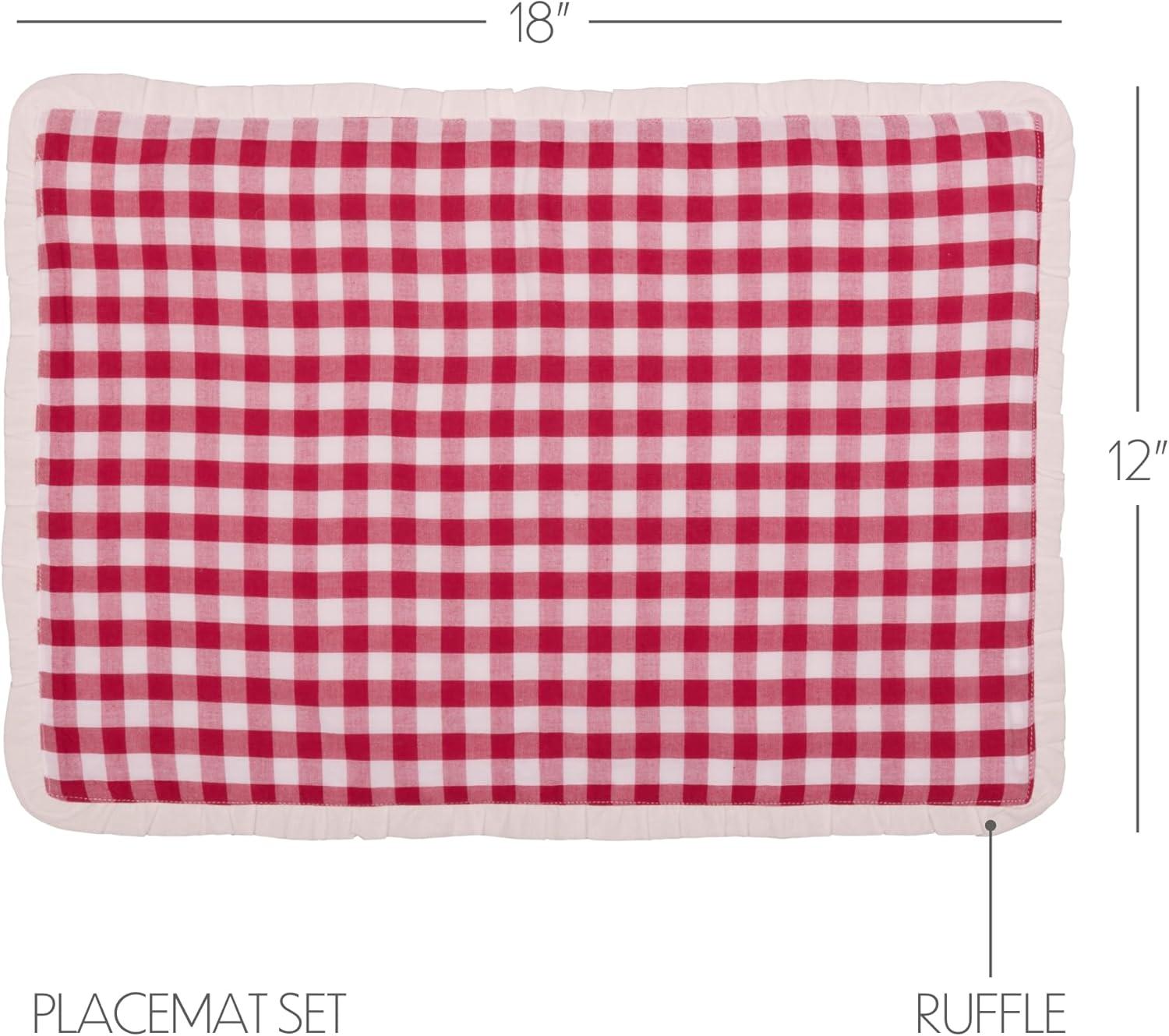 Emmie Red and White Cotton Check Rectangle Placemats Set of 6