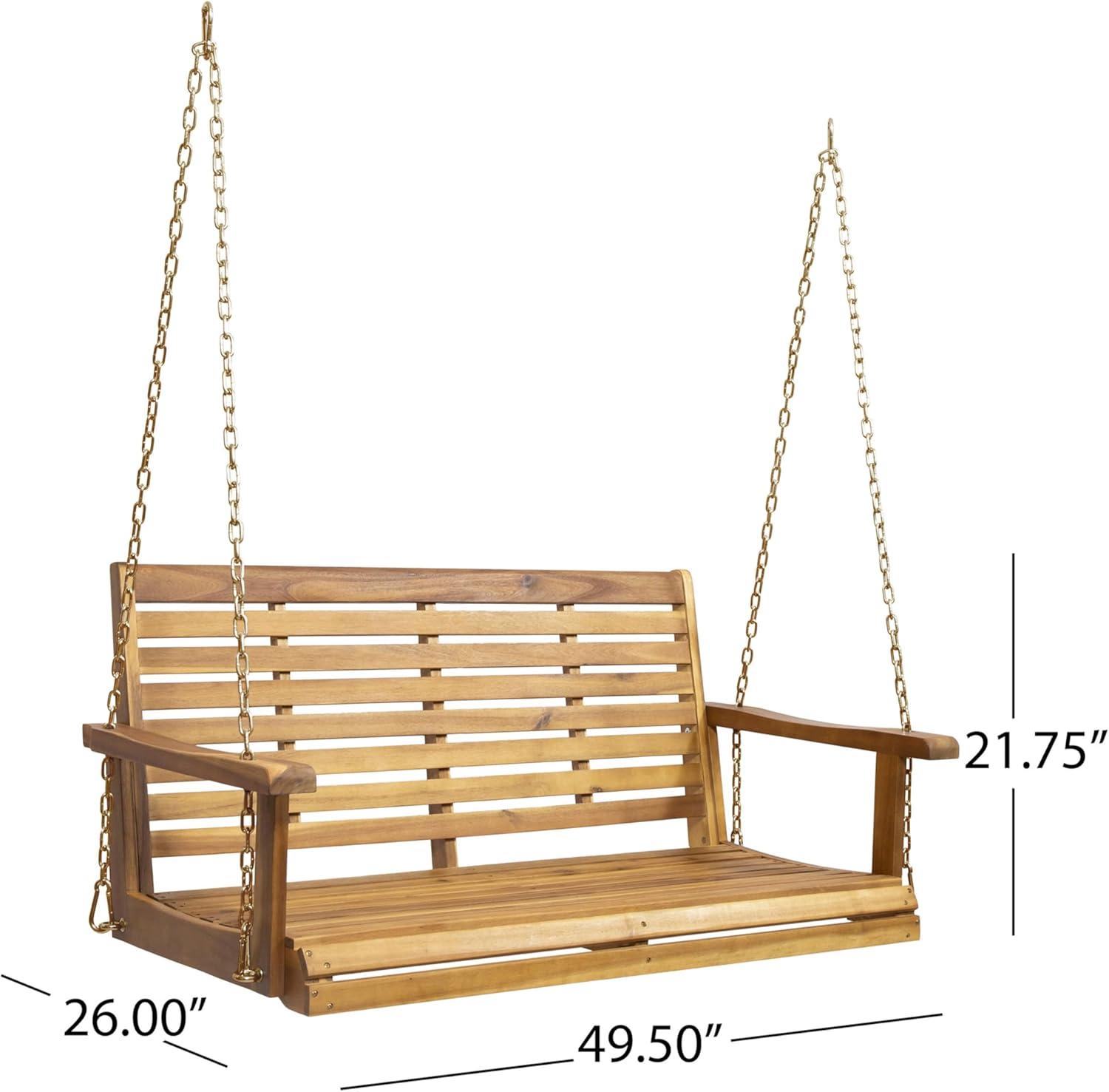 GDF Studio Viola Outdoor Acacia Wood Porch Swing, Teak