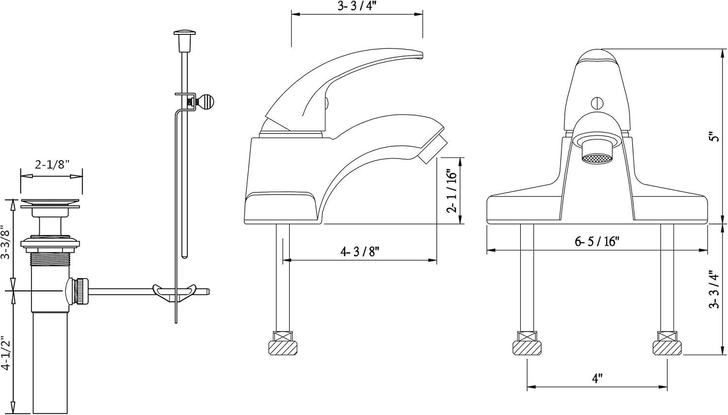 Chrome Single Handle Centerset Bathroom Faucet with Pop-Up Drain